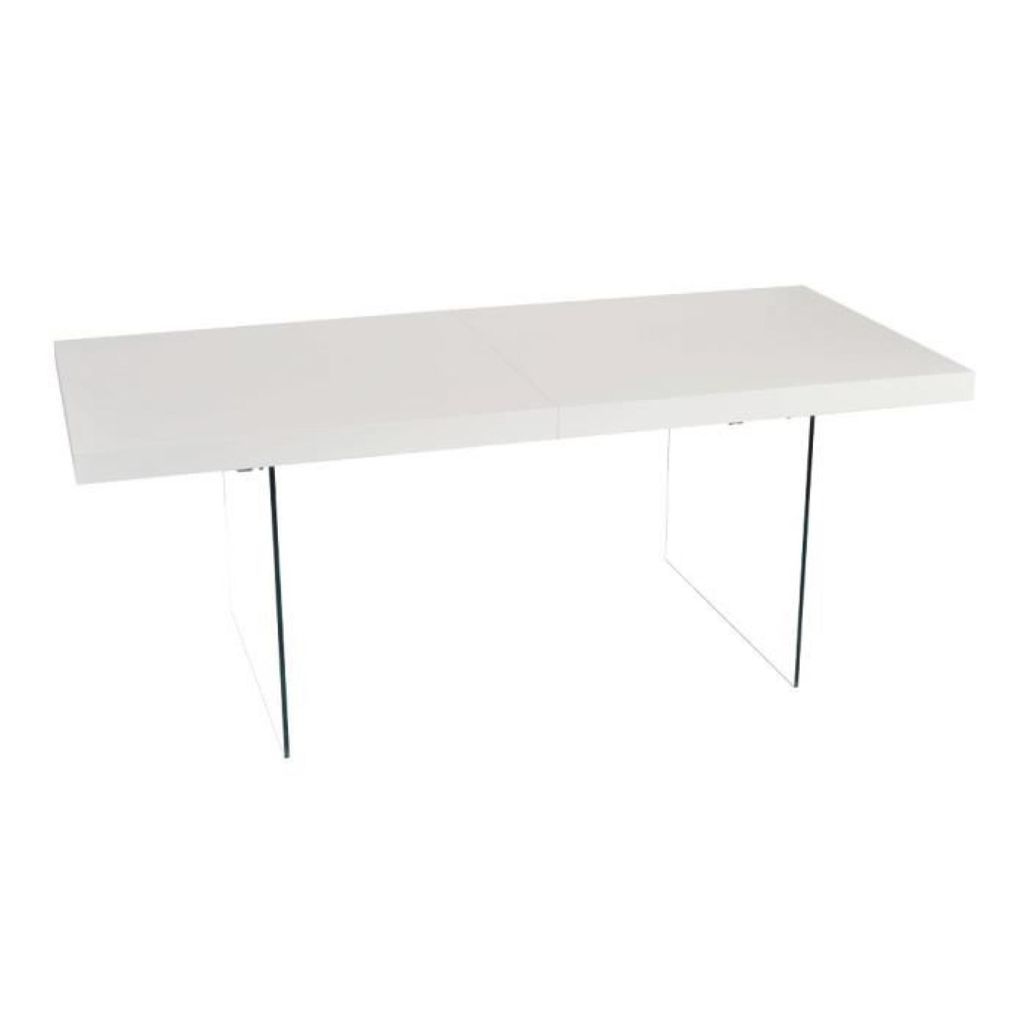 Table extensible Spike Blanc laqué/Verre