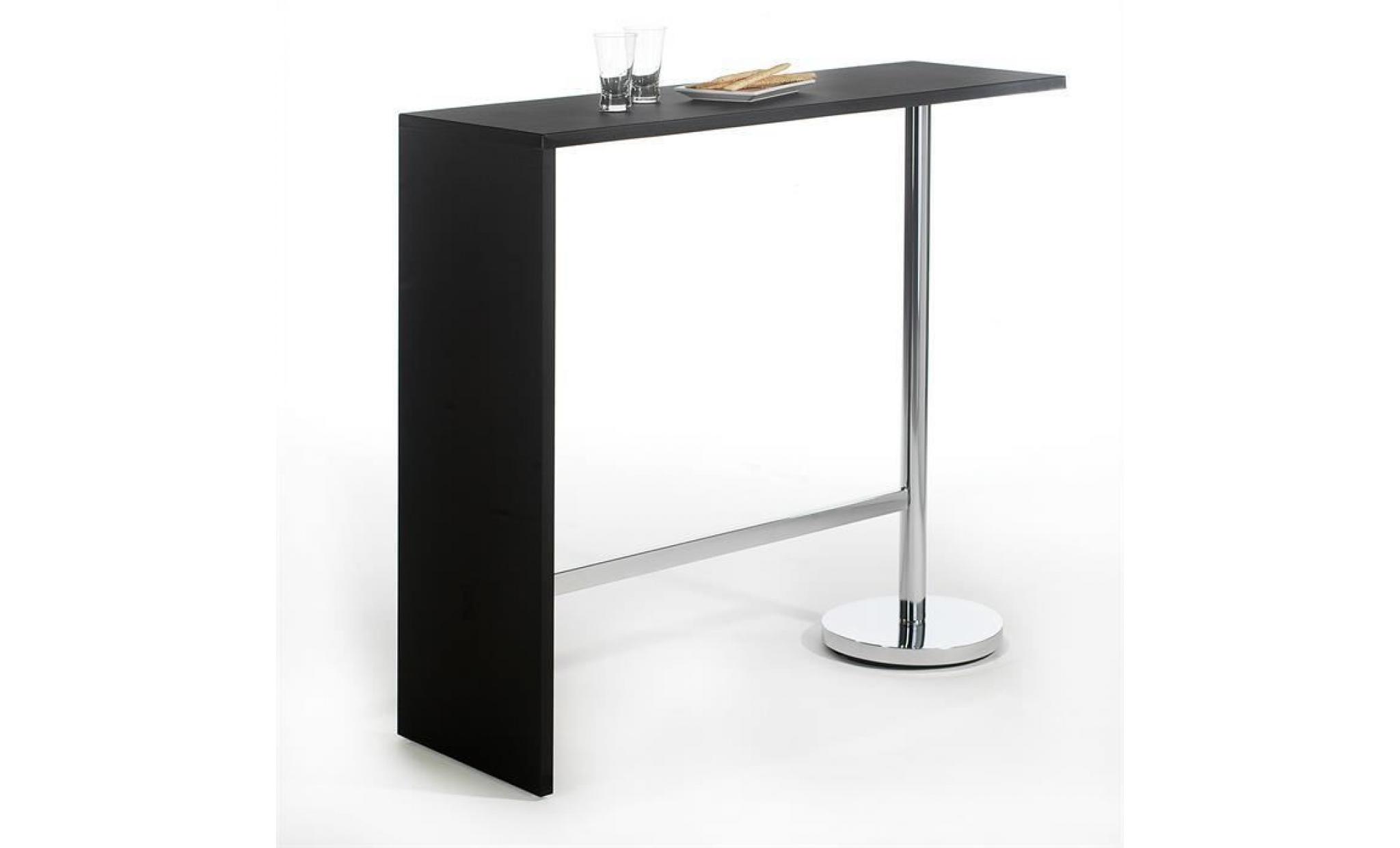 table haute de bar ricardo mange debout comptoir piètement métal chromé, plateau en mdf décor noir mat