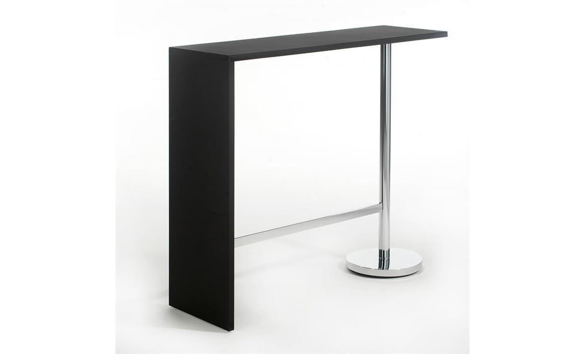 table haute de bar josua mange debout avec comptoir et plateau mobile en mdf noir 3 étagères et structure en métal laqué couleur alu pas cher