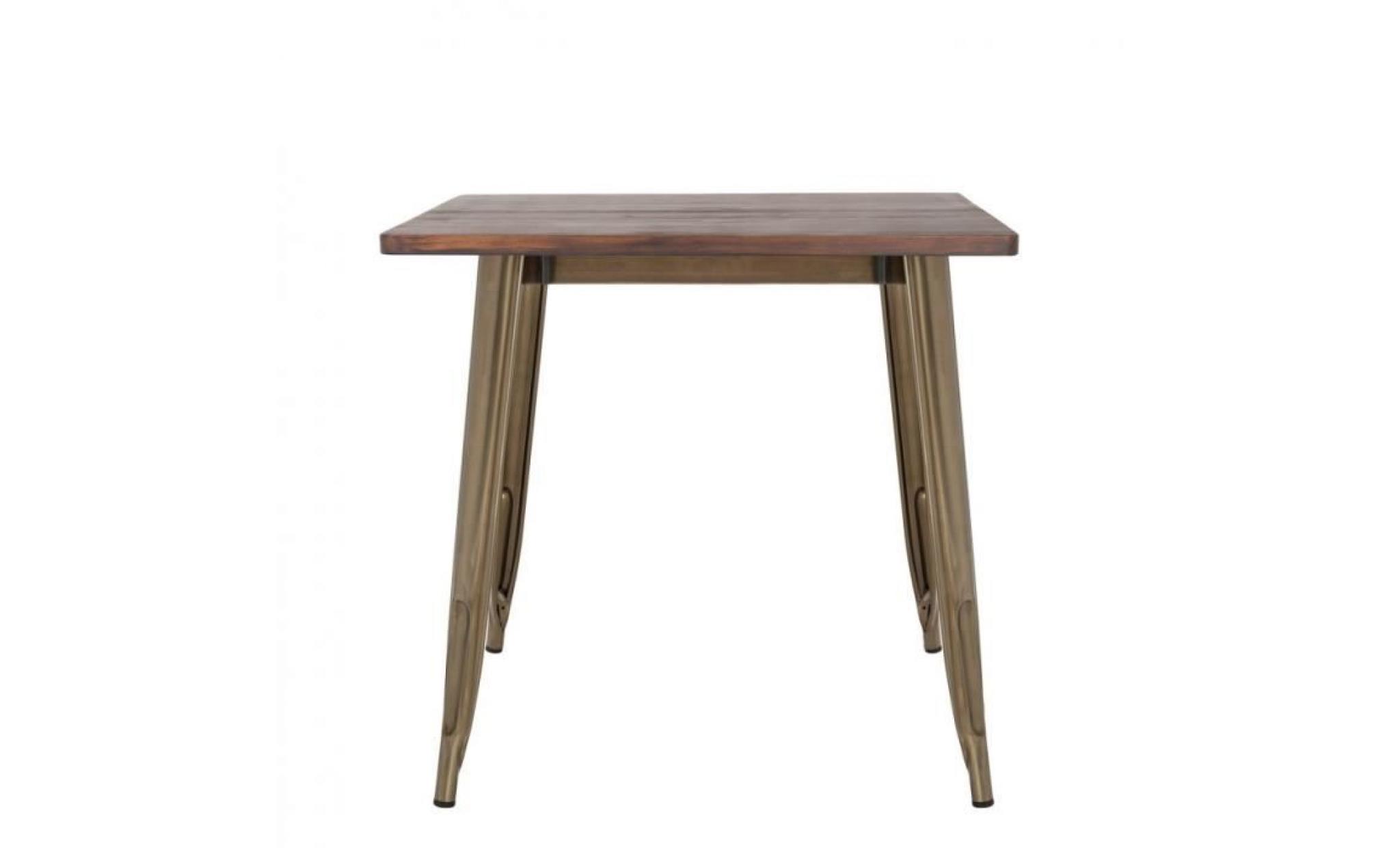table lix brossée en bois (80x80)  bois foncéor vieux pas cher