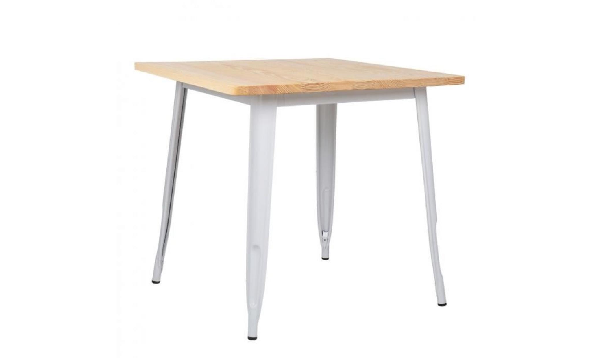 table lix en bois (80x80) blanc bois naturel