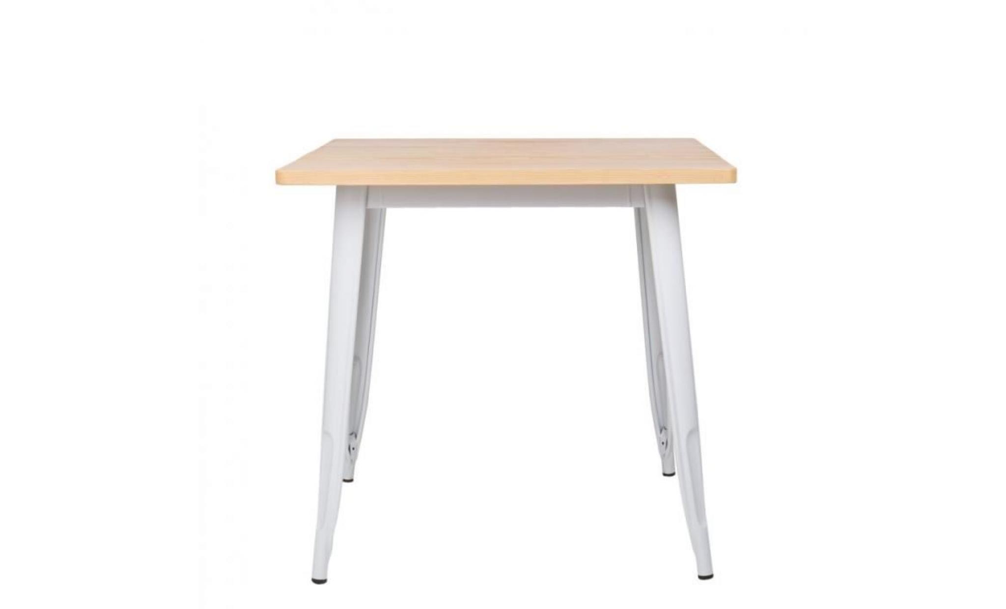table lix en bois (80x80) blanc bois naturel pas cher