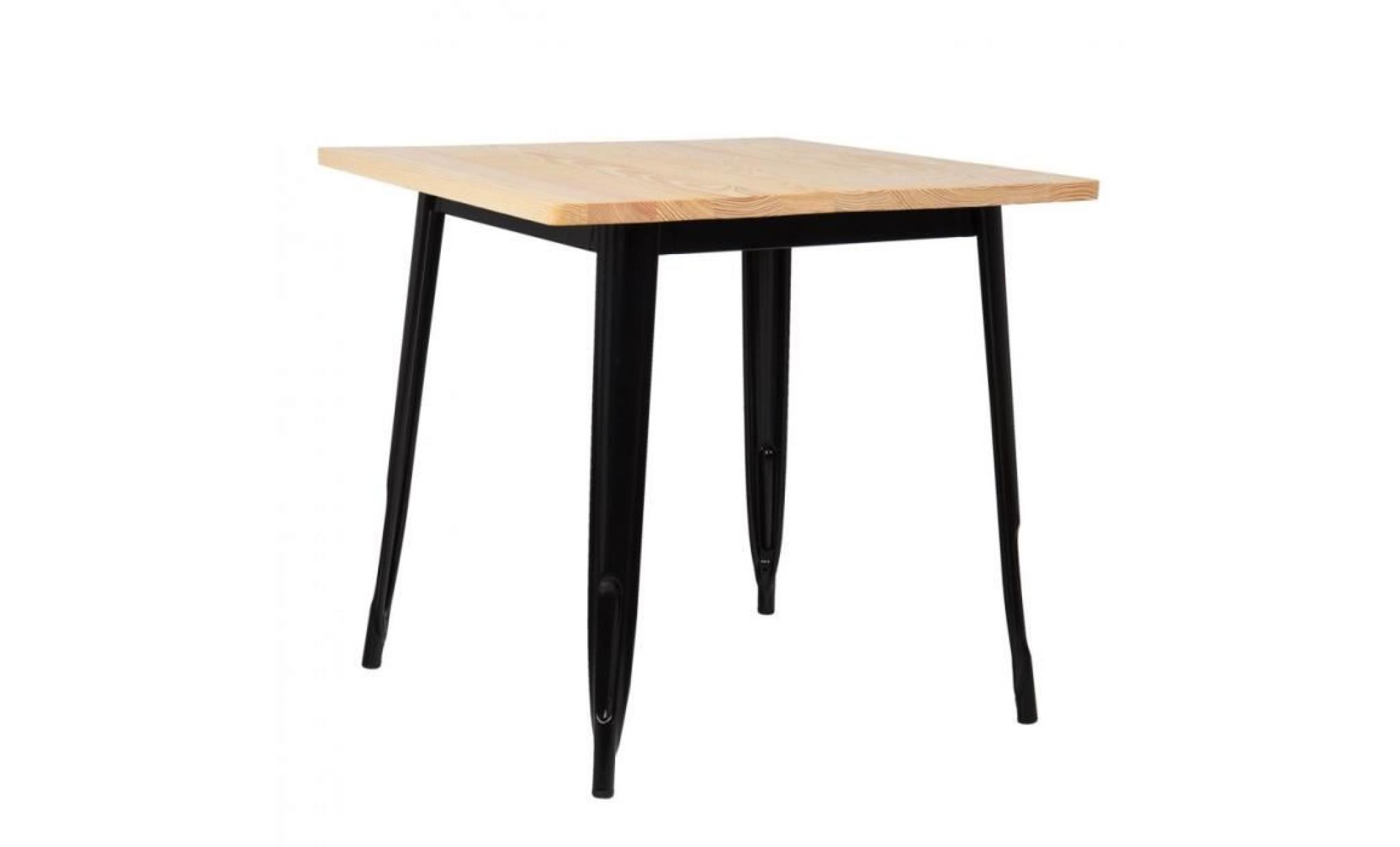 table lix en bois (80x80) noir bois naturel