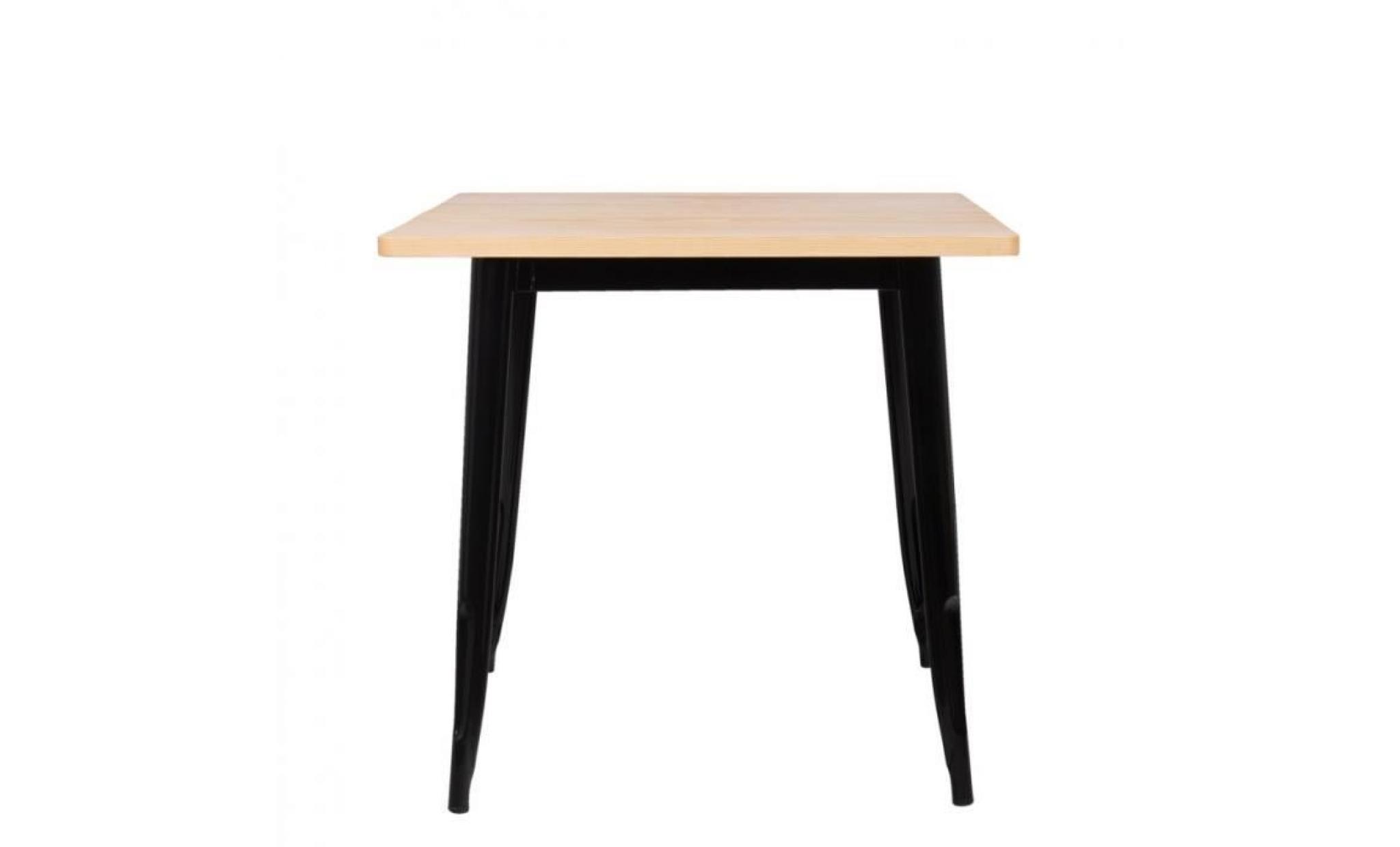 table lix en bois (80x80) noir bois naturel pas cher
