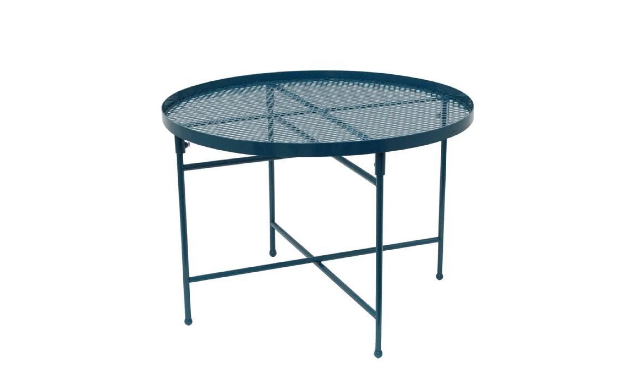 table métal perforé bleu diam.50cm 50 x 50