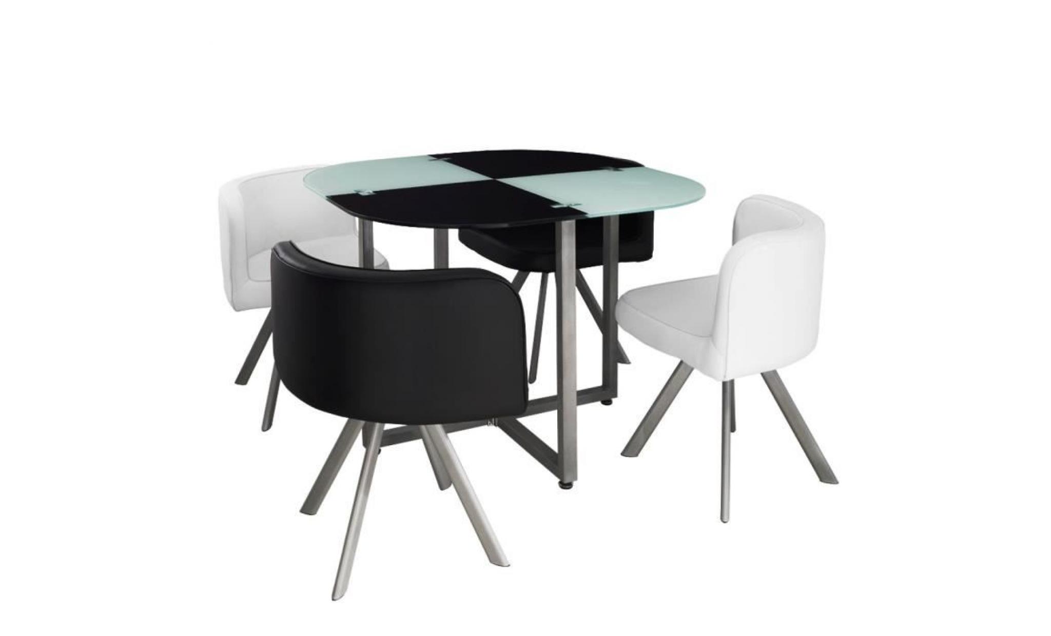 Table et chaises Mosaic 90 Blanc et Noir