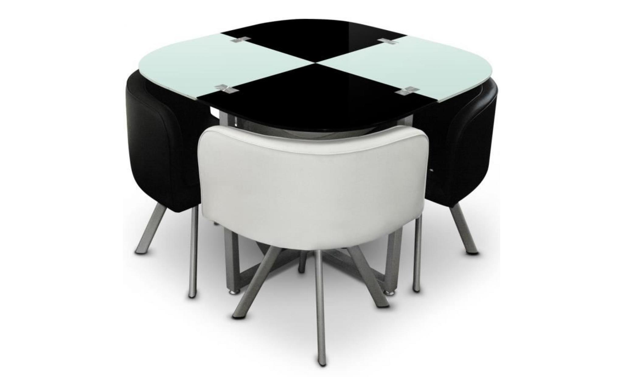 Table et chaises Mosaic 90 Blanc et Noir pas cher