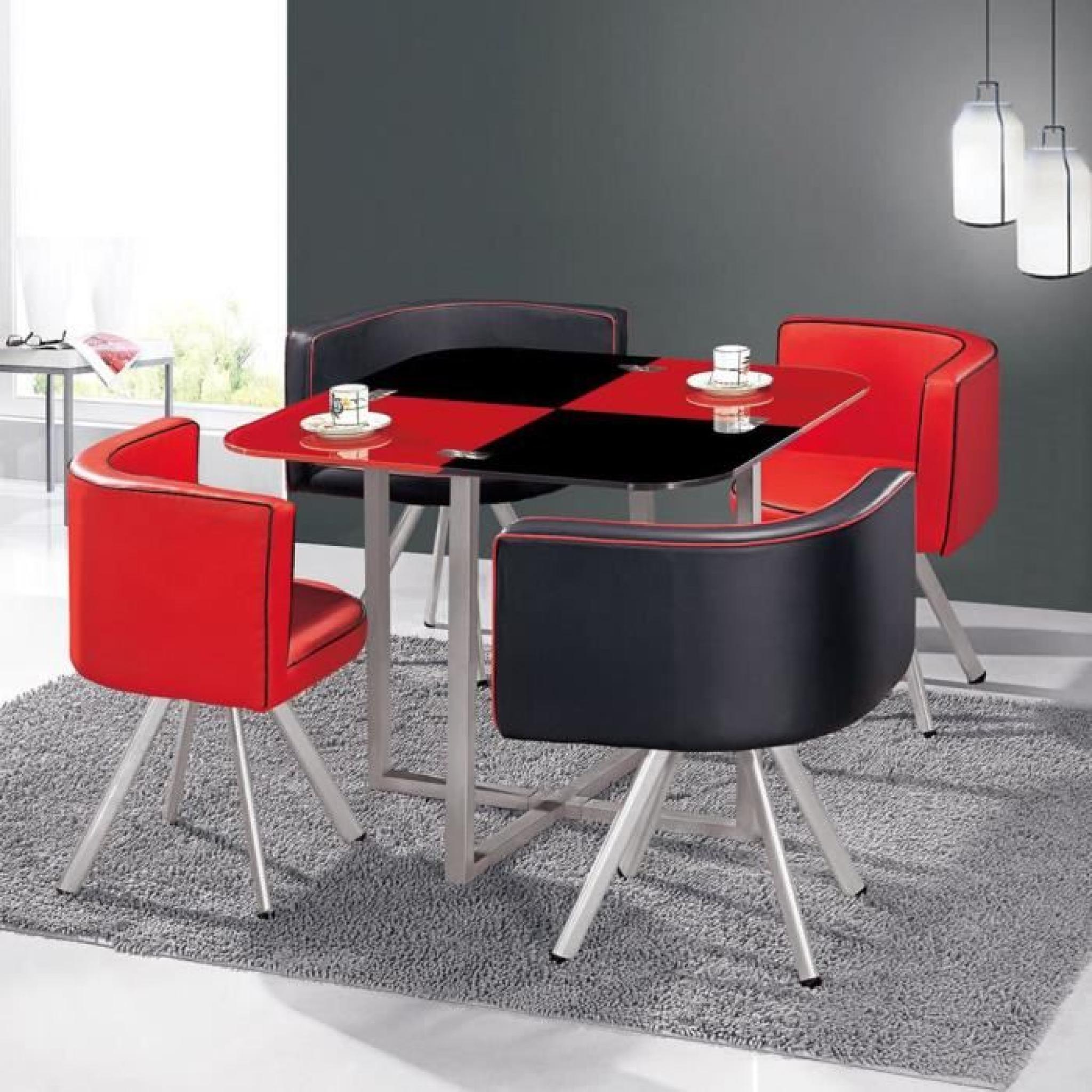 Table et chaises Mosaic 90 Rouge et Noir pas cher