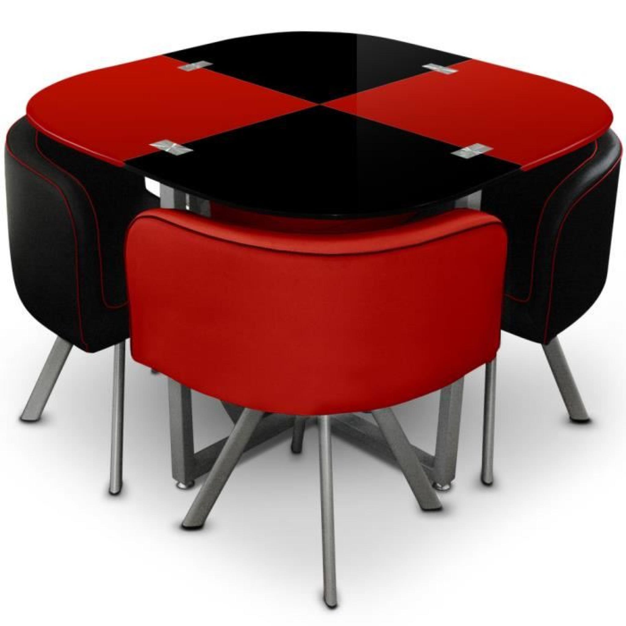 Table et chaises Mosaic 90 Rouge et Noir pas cher