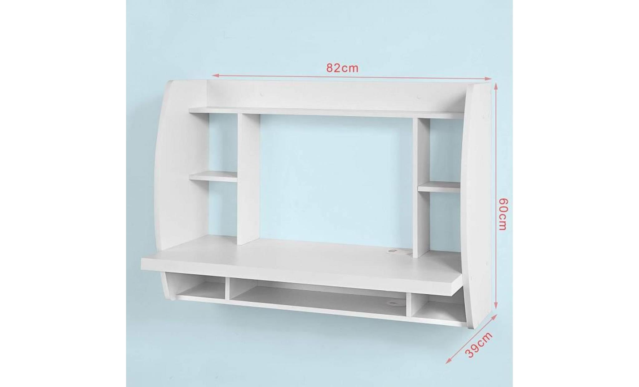 table murale bureau avec Étagère intégrée armoire de rangement murale (blanc) pas cher