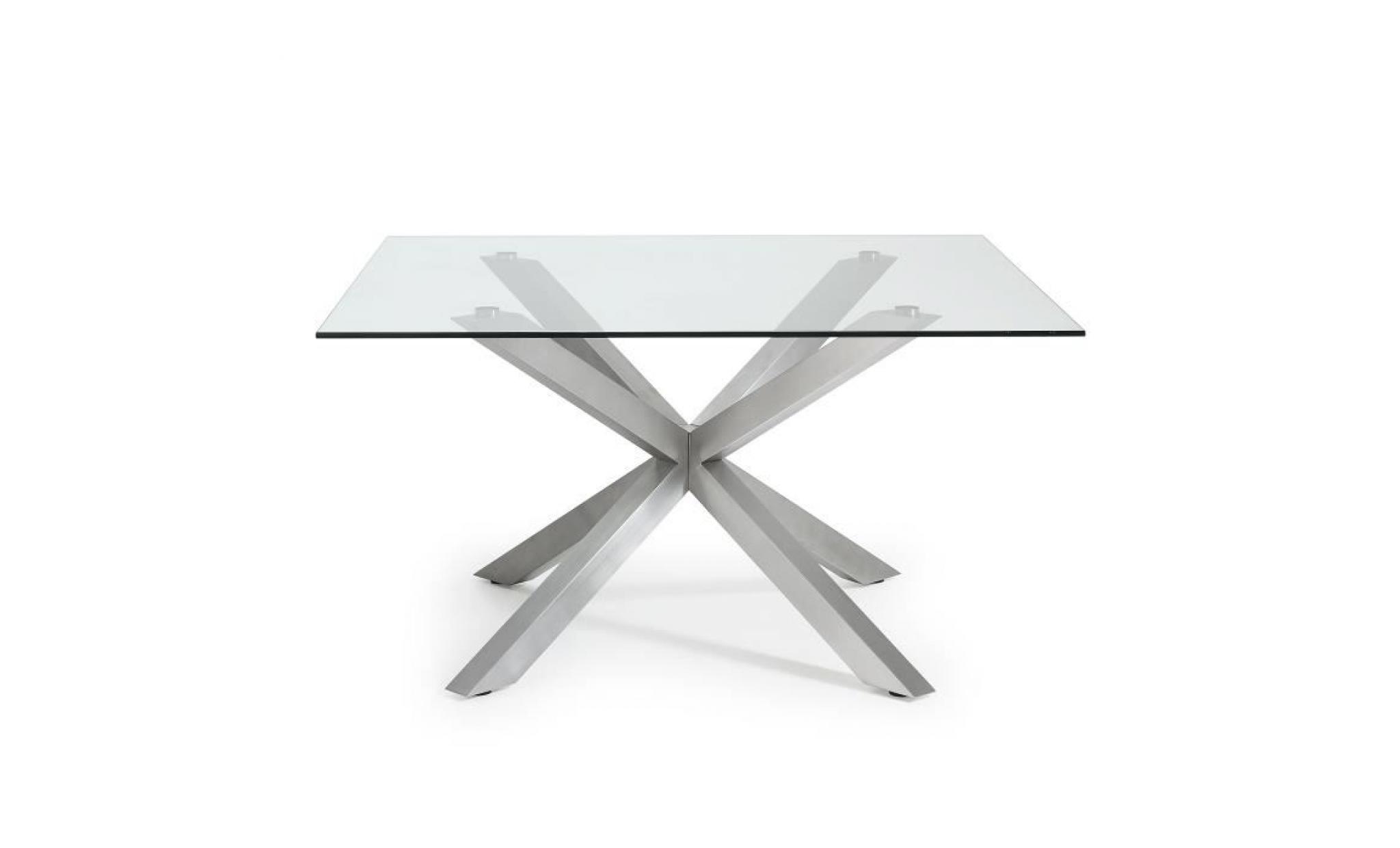 table new argo c 149x149, inox matt verre transparent