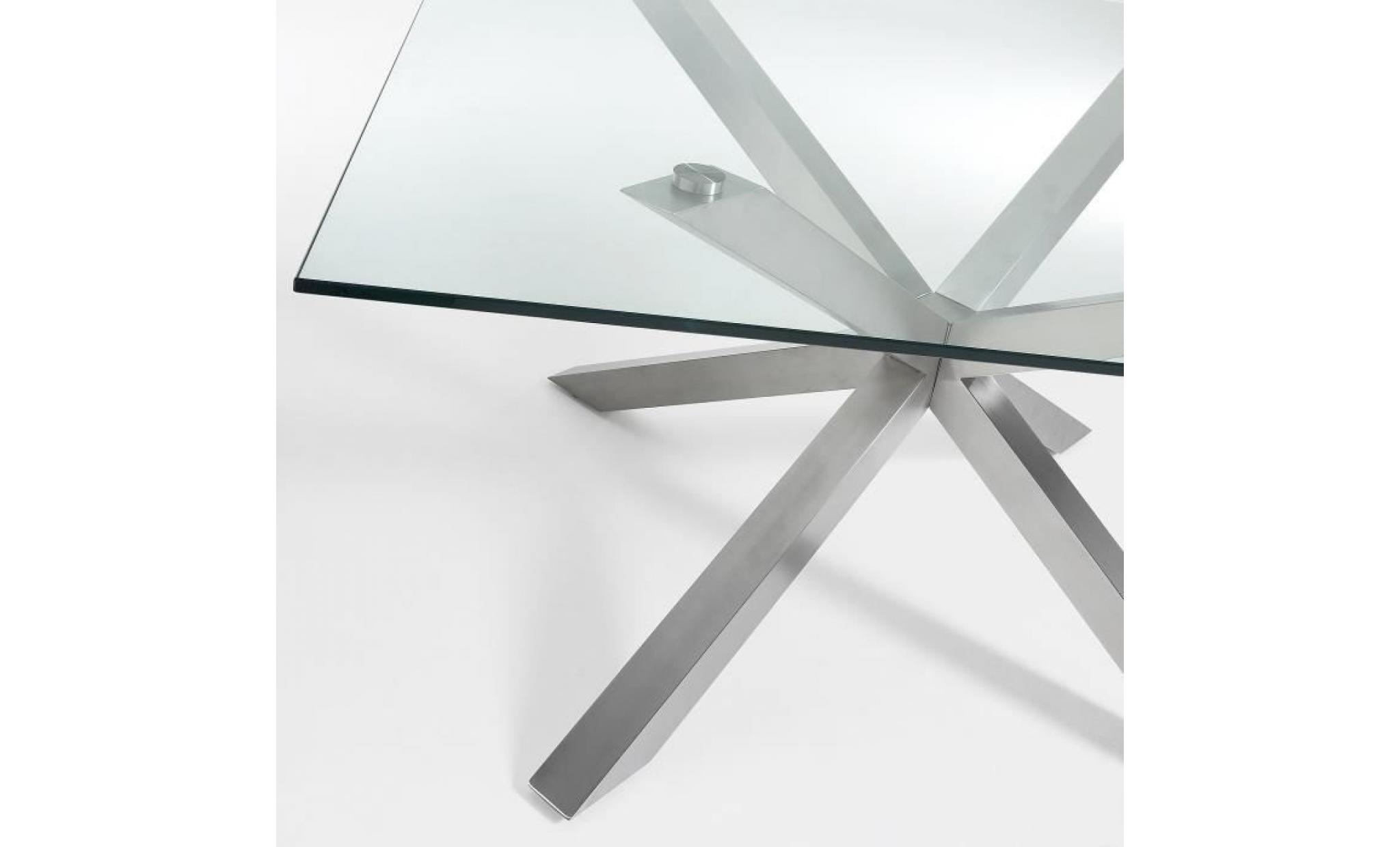 table new argo c 149x149, inox matt verre transparent pas cher