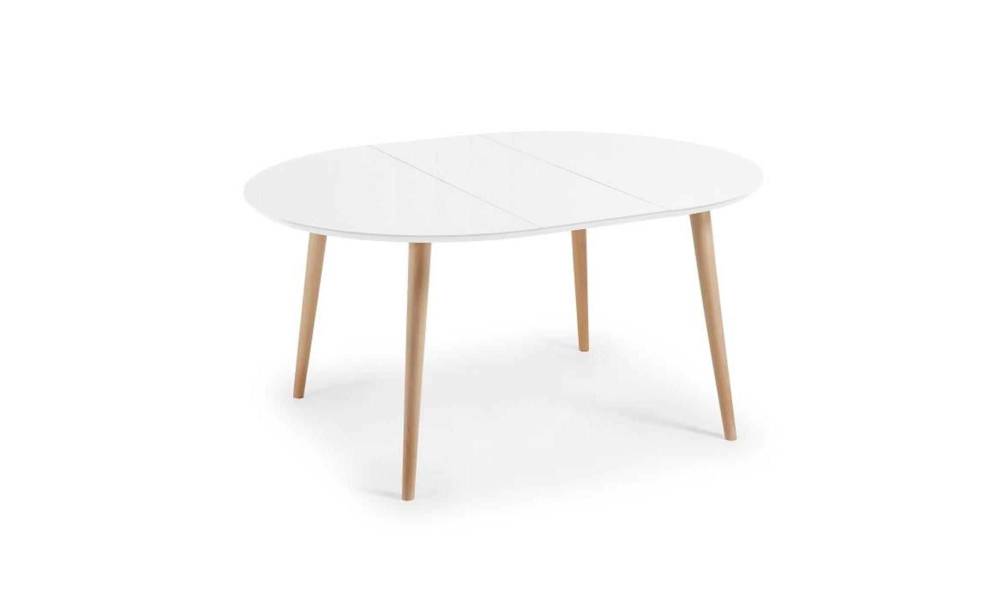 table oqui extensible ronde 120 200 cm, naturel et blanc pas cher