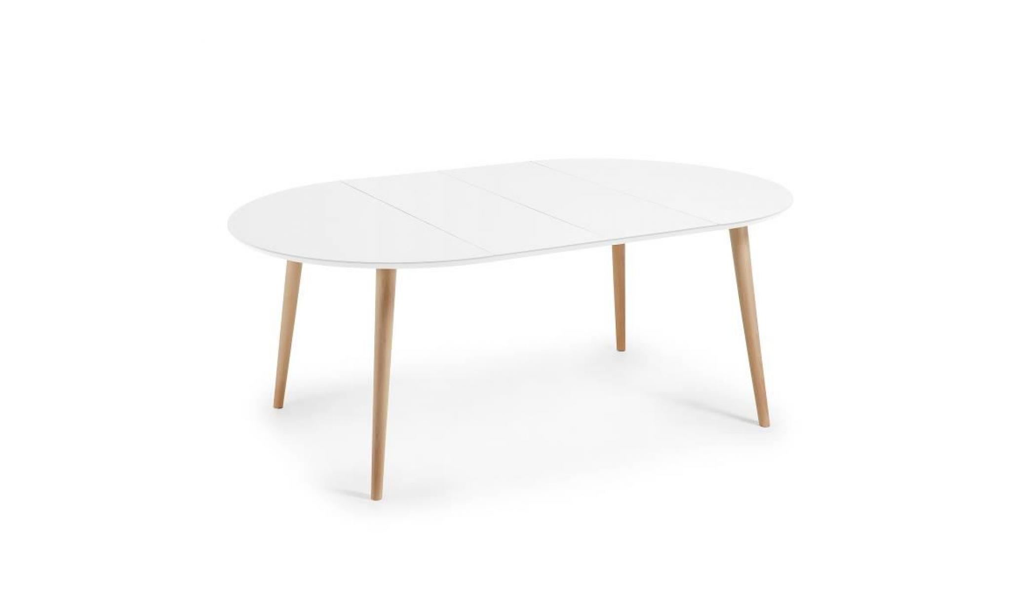 table oqui extensible ronde 120 200 cm, naturel et blanc pas cher