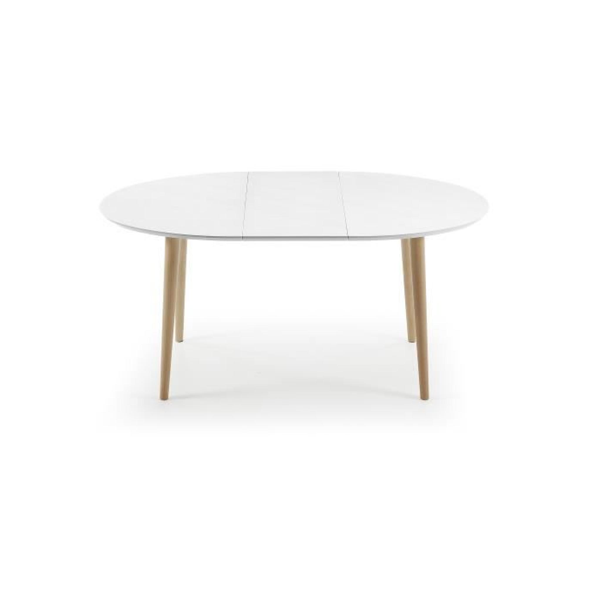 Table Oqui ovale extensible 120-200 cm, naturel et blanc pas cher