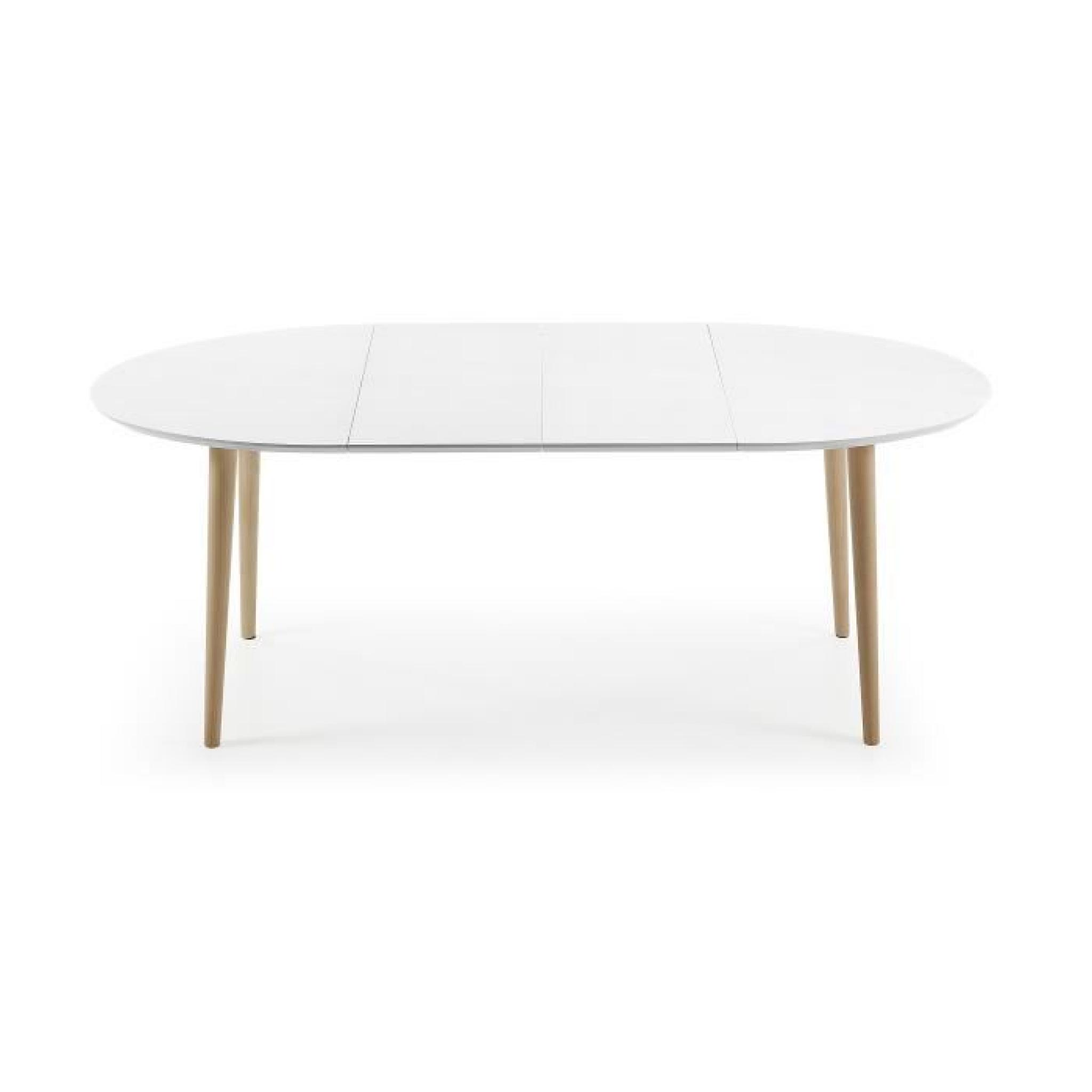 Table Oqui ovale extensible 120-200 cm, naturel et blanc pas cher