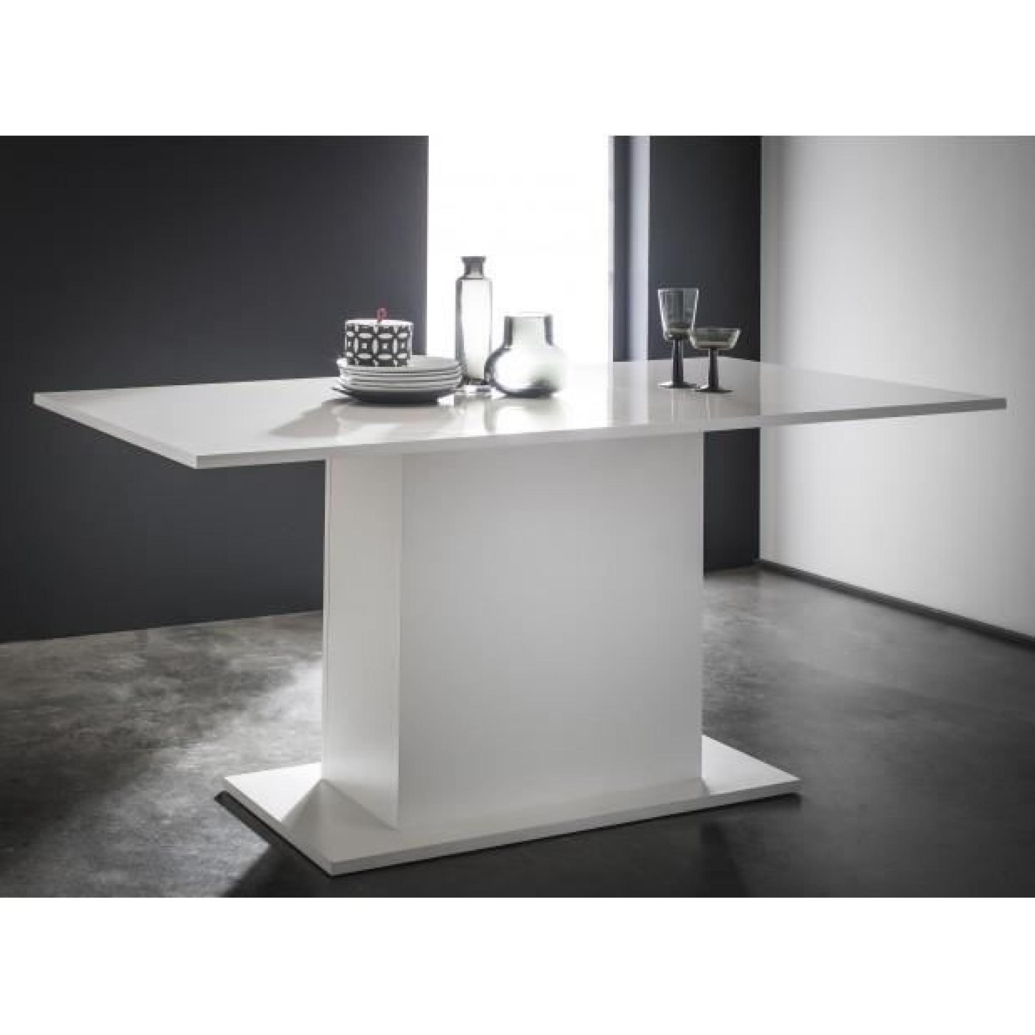 TABLE PIED CENTRAL ICY PERLE/BLANC BRILLANT