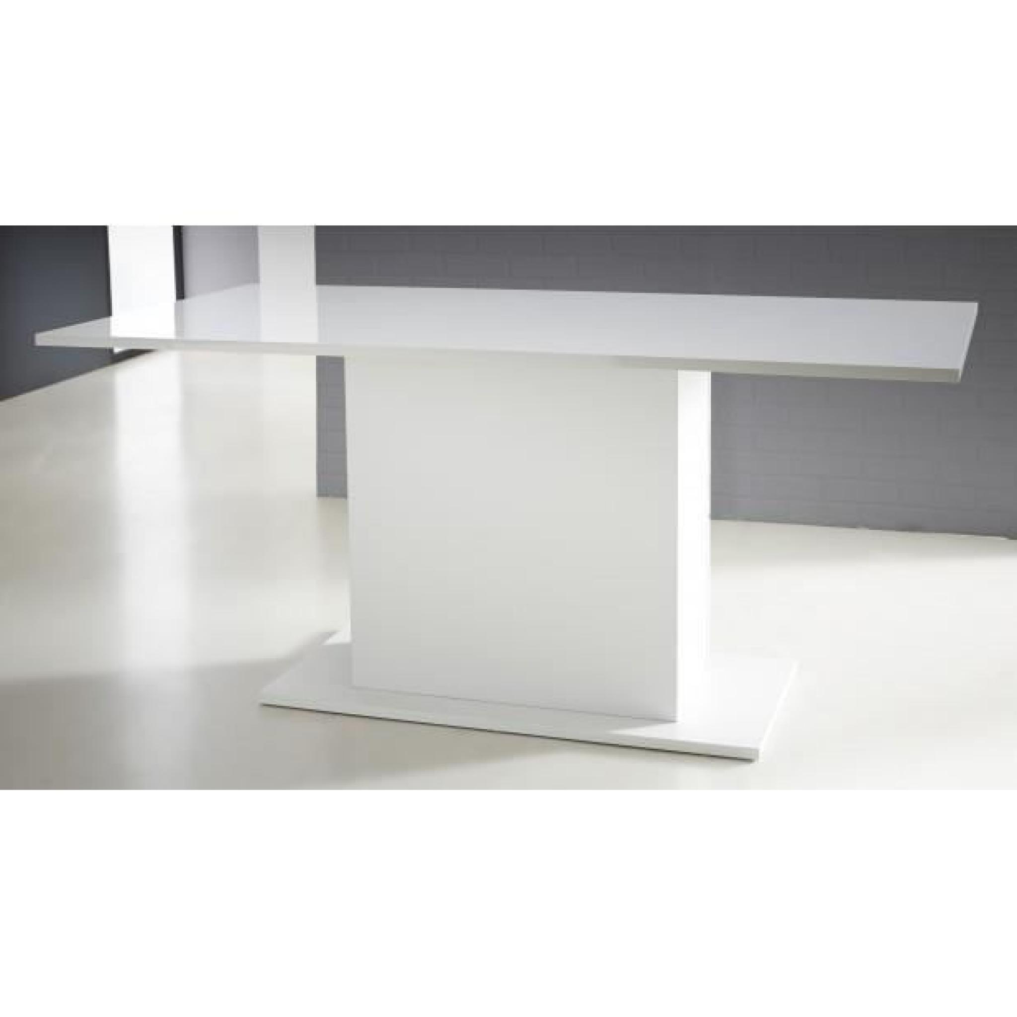 TABLE PIED CENTRAL ICY PERLE/BLANC BRILLANT pas cher