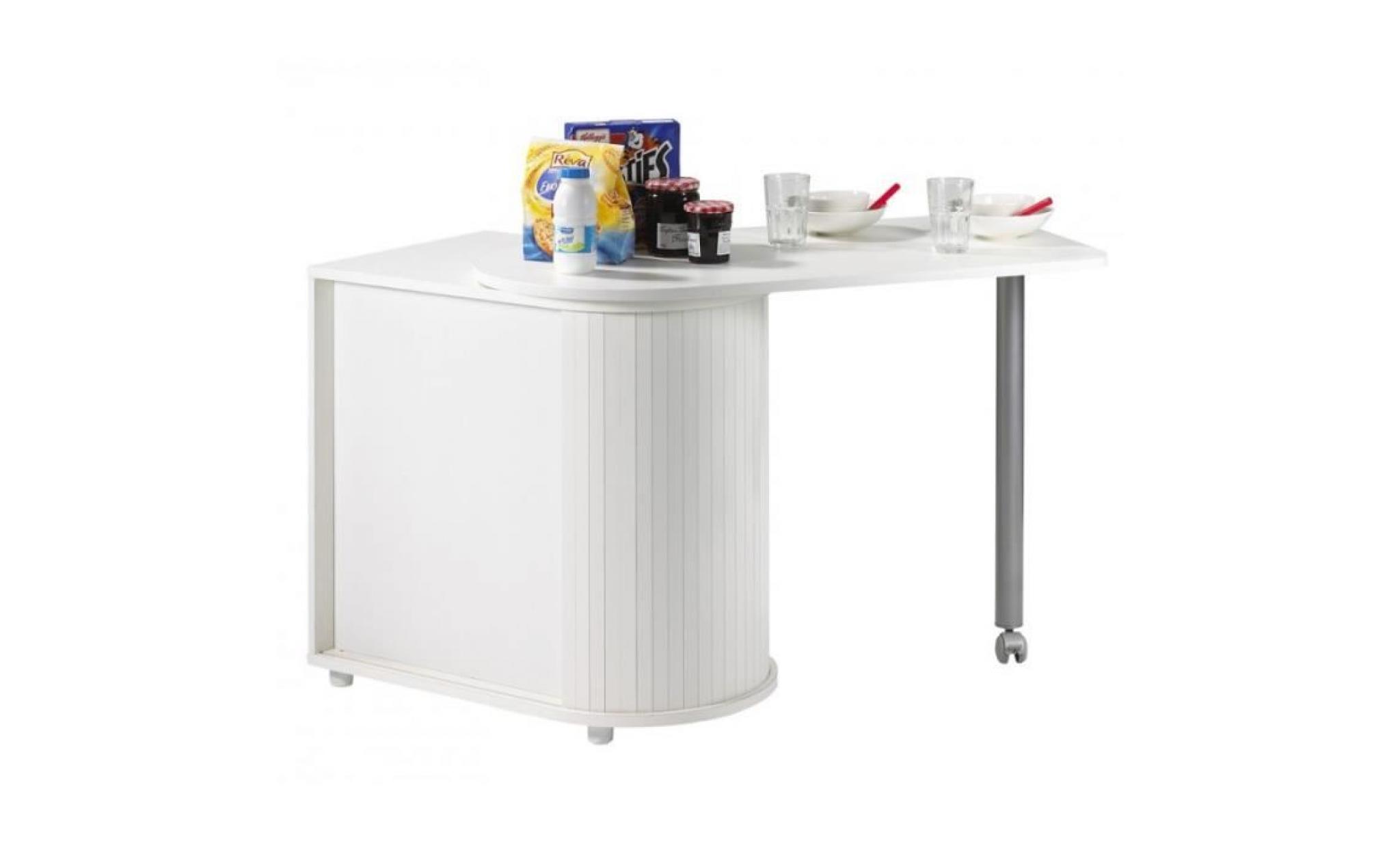 table pivotante et meuble de rangement de cuisine blanc pas cher