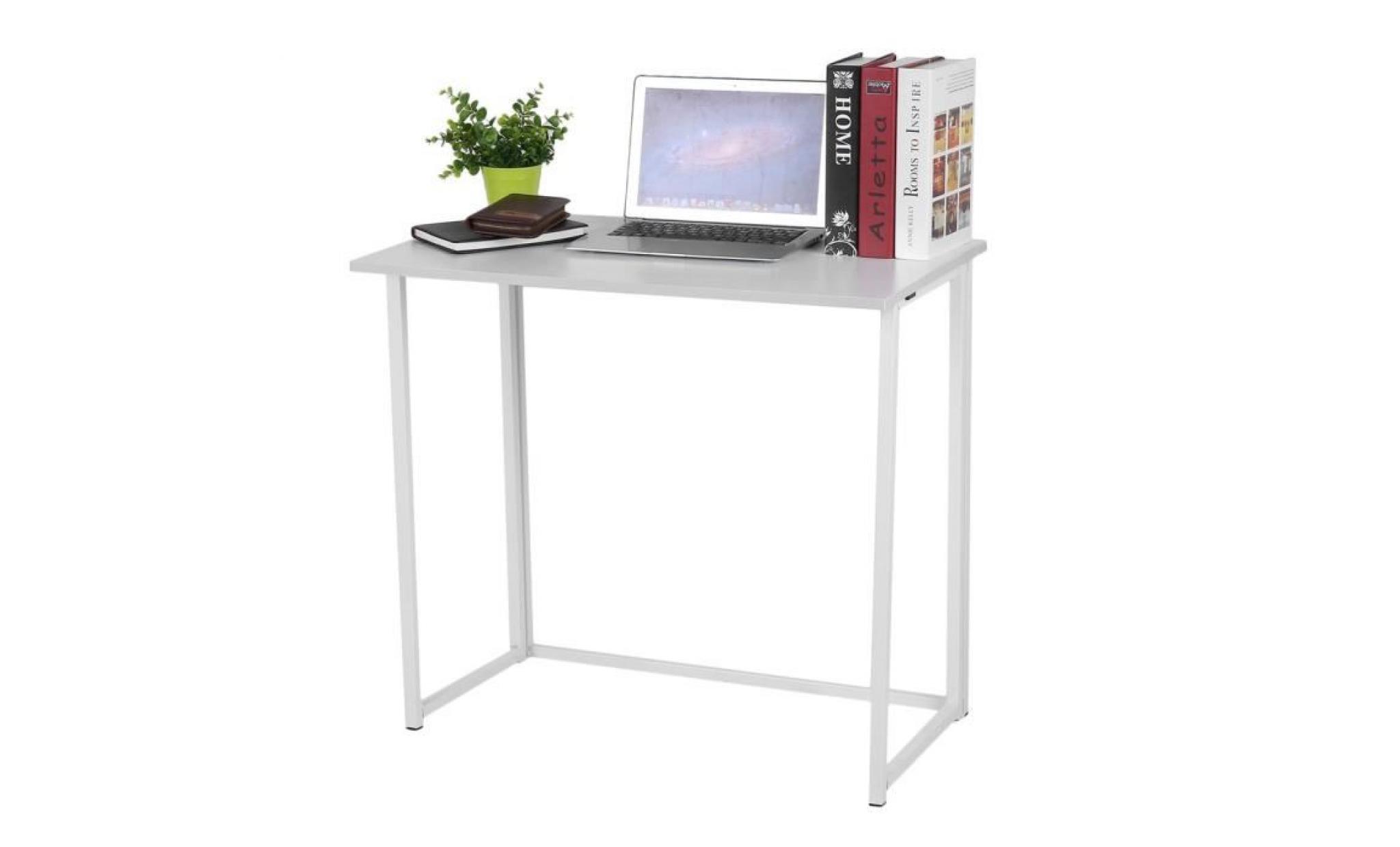 table pliable bureau pc blanc l 80cm meuble informatique
