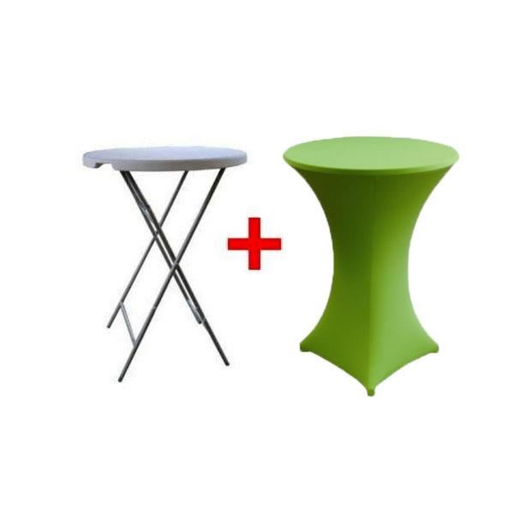 Table  pliante mange debout + nappe vert 