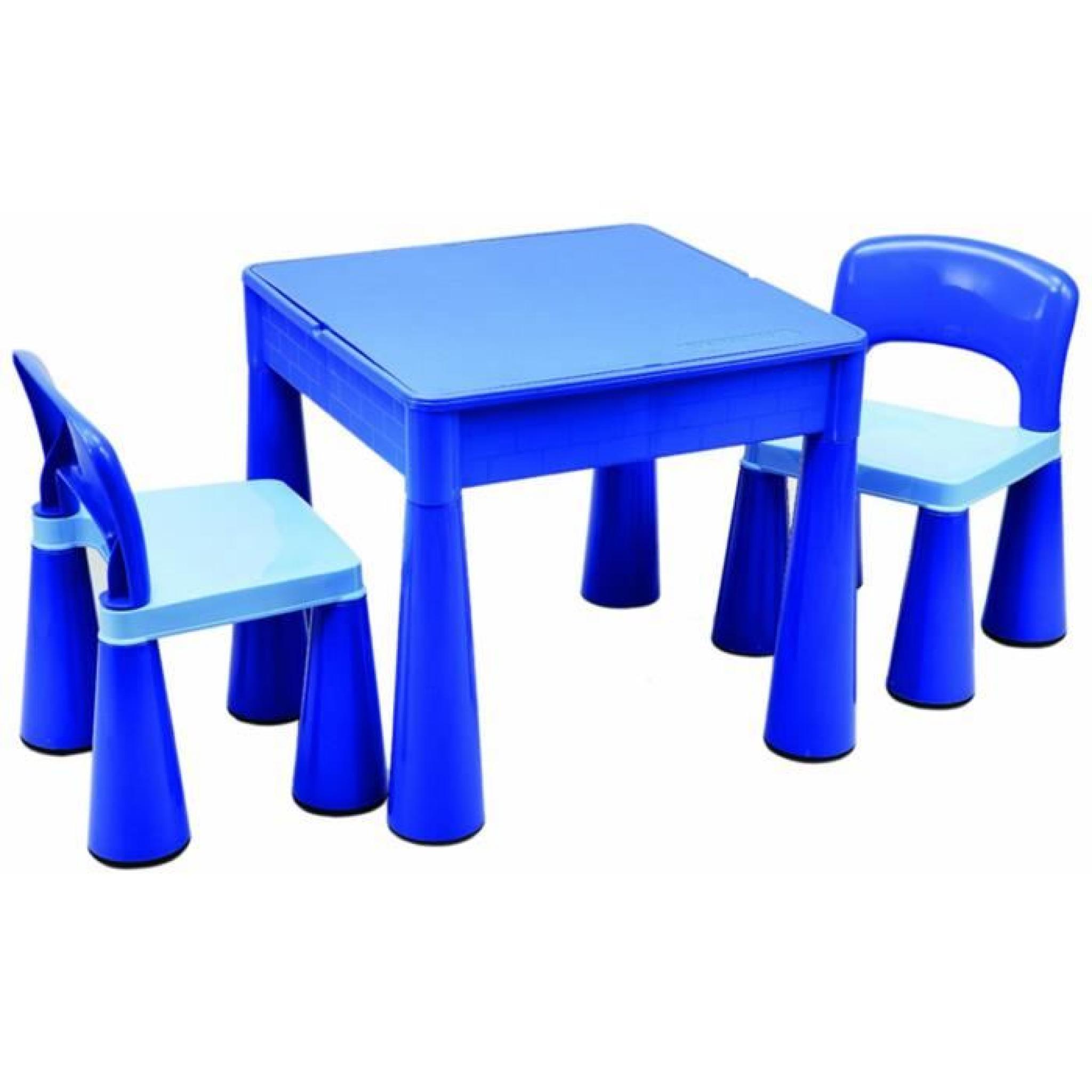 Table pour les enfants et 2 chaises (bleu), Dim...