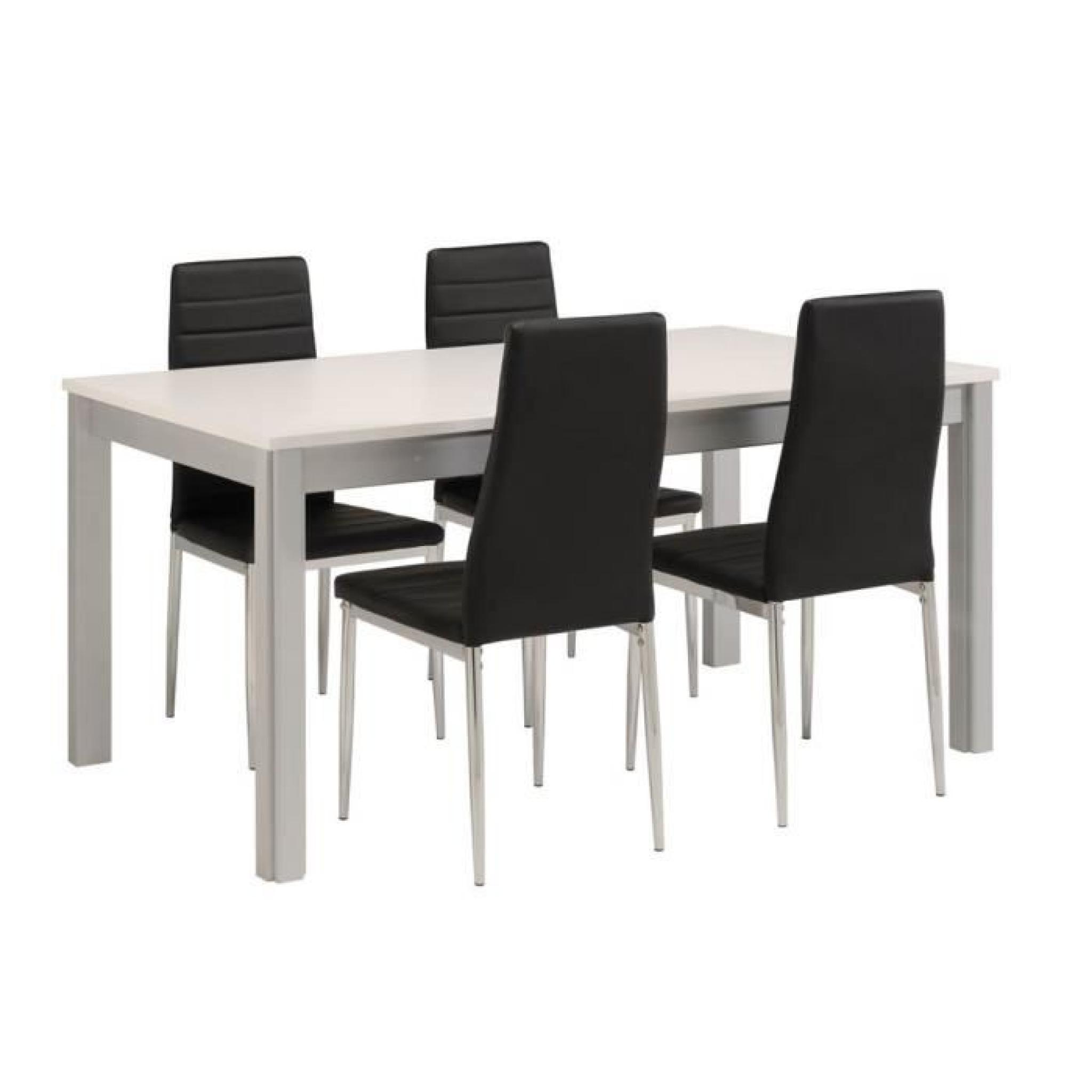 Table rectangle en blanc et gris, H 76 x L 152 x P 85 cm
