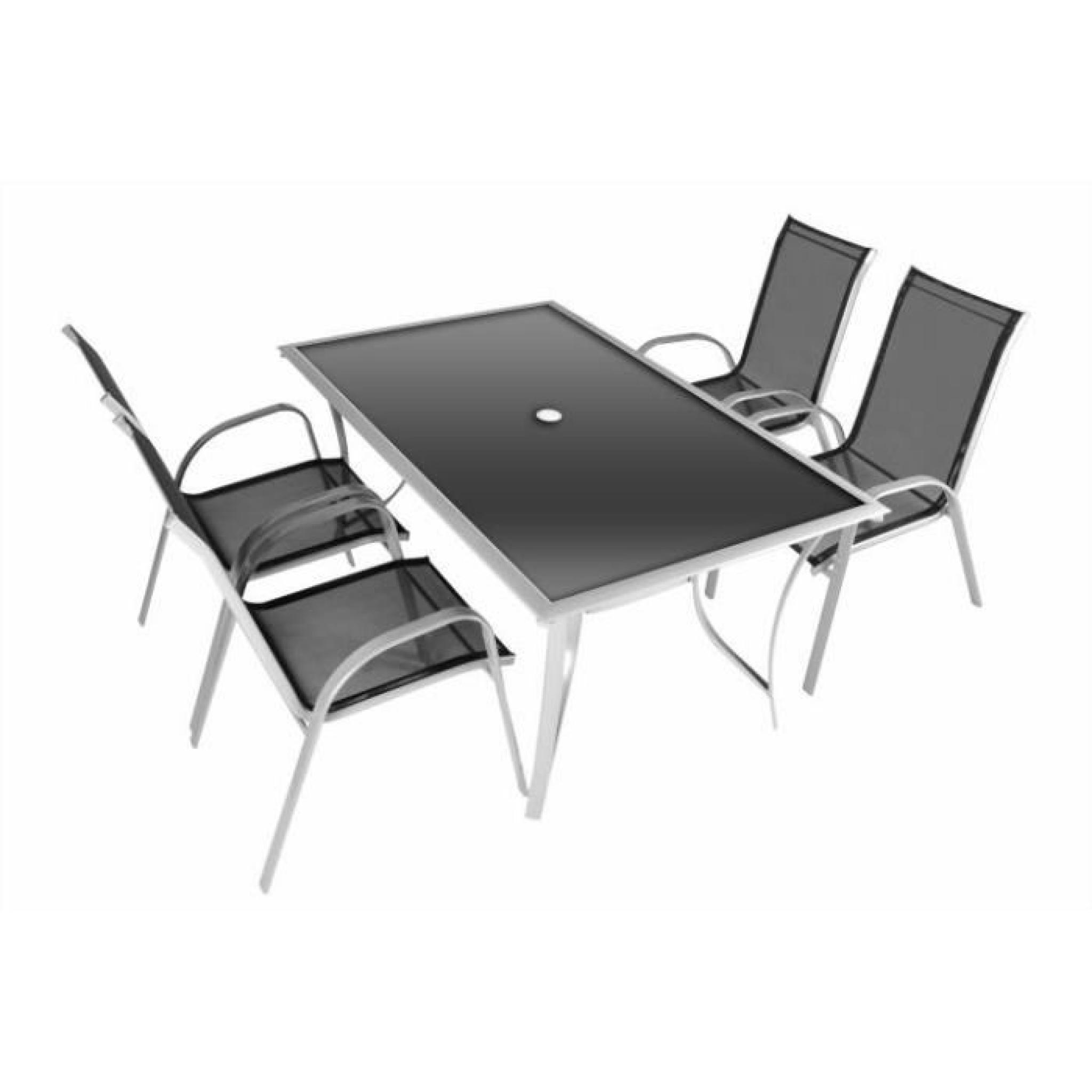 Table Rectangle verre + 4 Chaises empilable