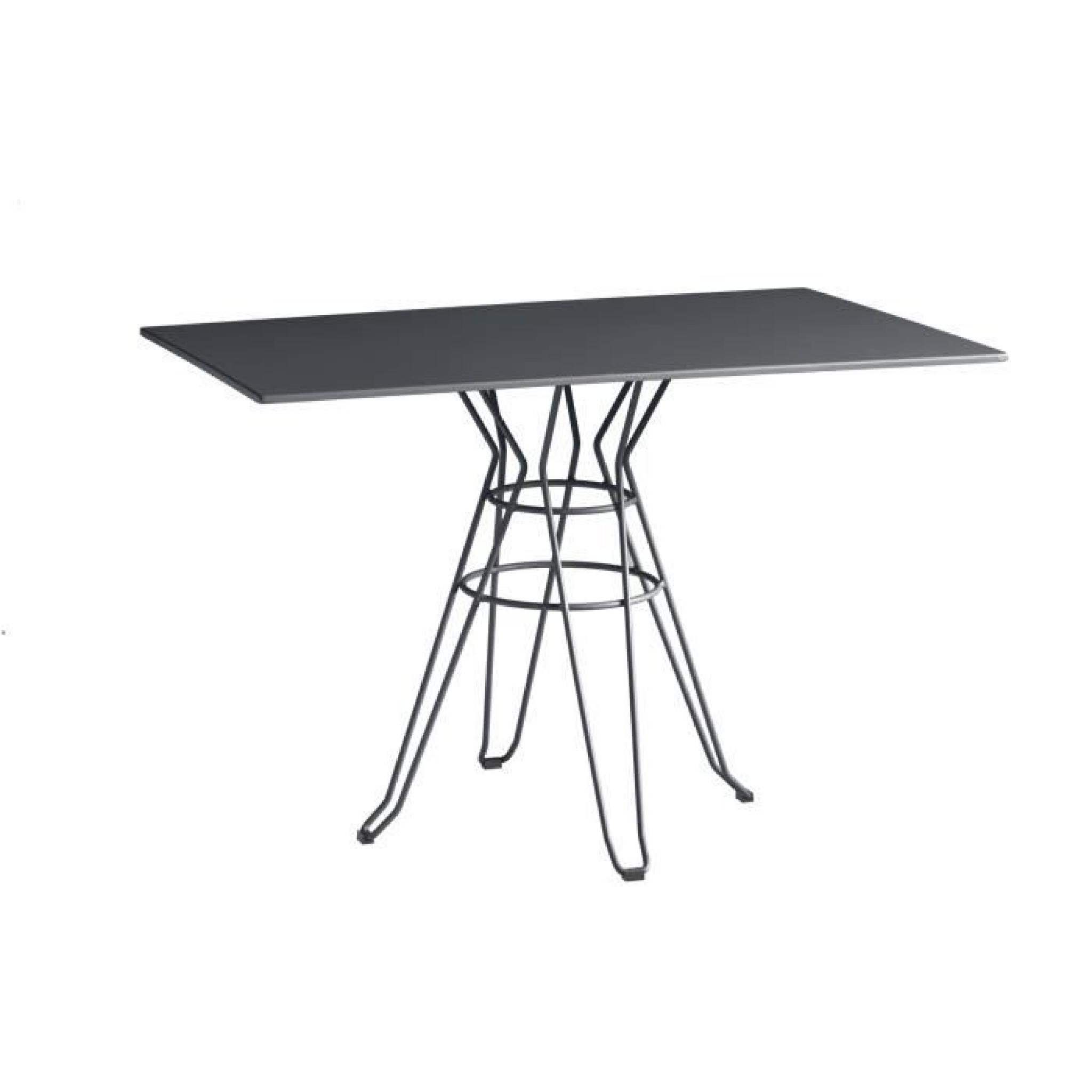 Table rectangulaire 110x70cm gris anthracite Capri