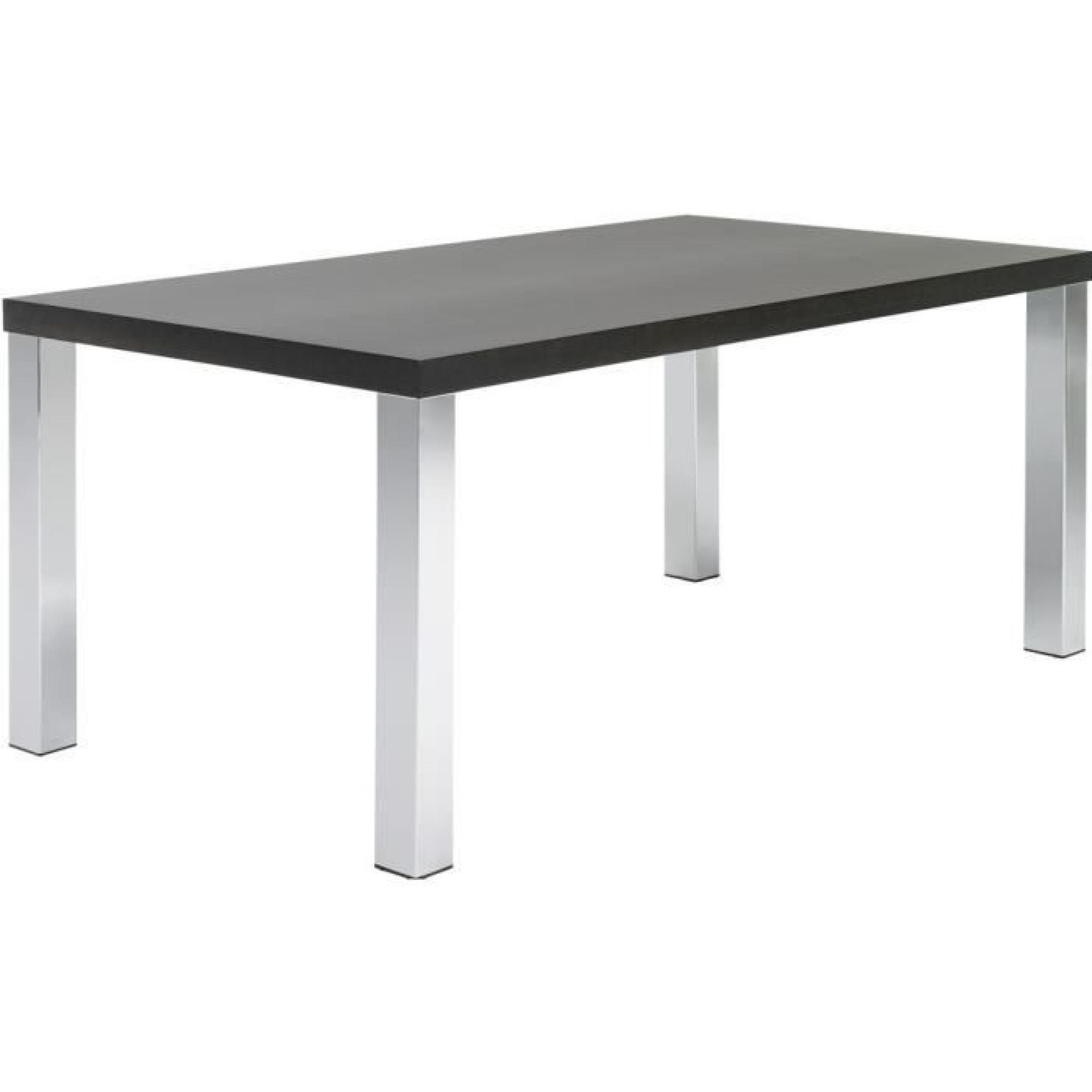 Table rectangulaire 200 cm wengué avec pieds chromés Kate Couleur Wengue texturé Matière. Panneaux de particules