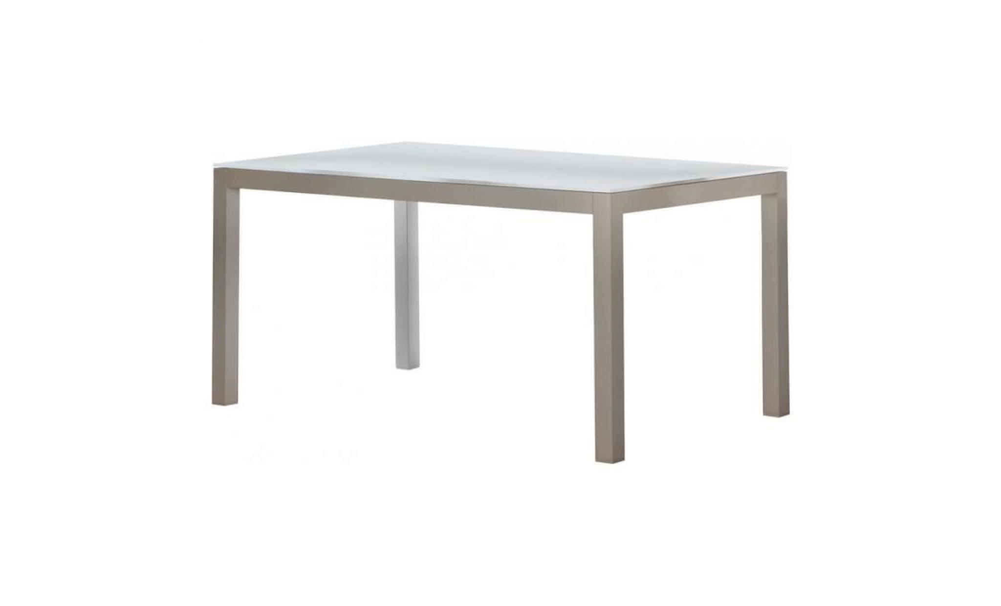 table rectangulaire aluminium blanc plateau verre blanc l152– aqua