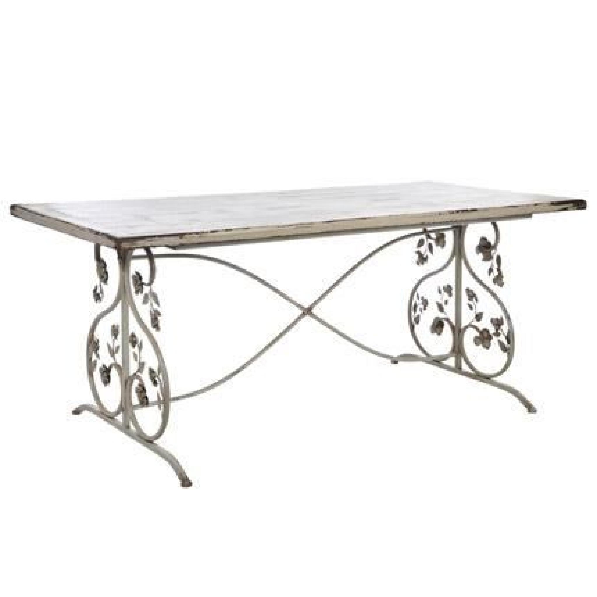 Table rectangulaire en bois et métal coloris creme