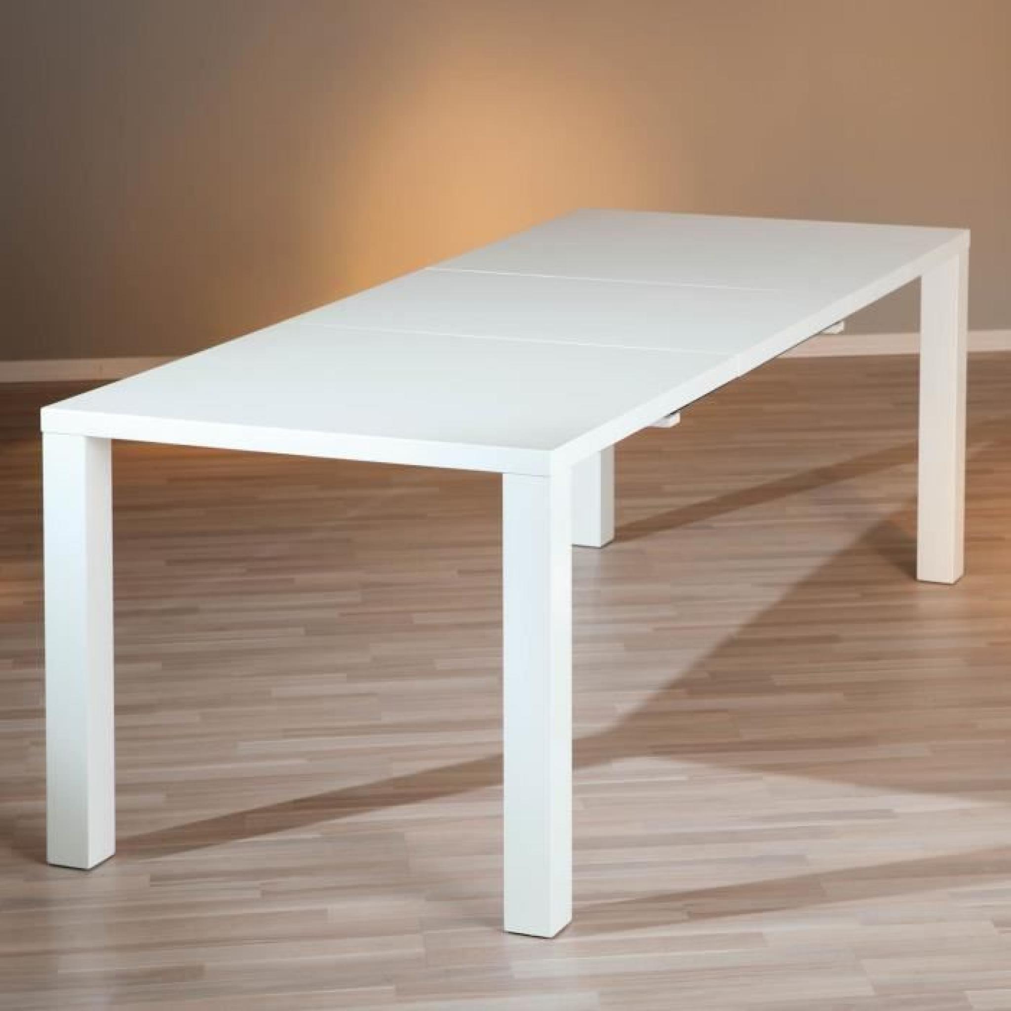 Table rectangulaire meuble cuisine salle manger design extensible BLANC LAQUE pas cher