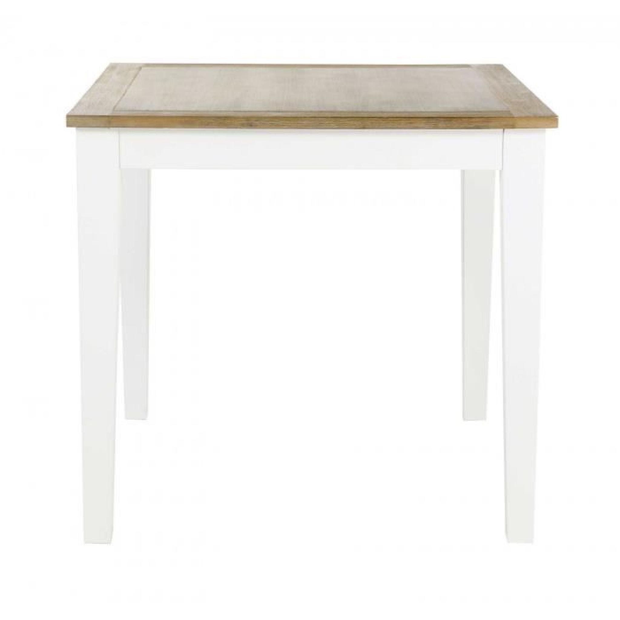 Table repas carrée blanche bois d'acacia 80 cm Milano