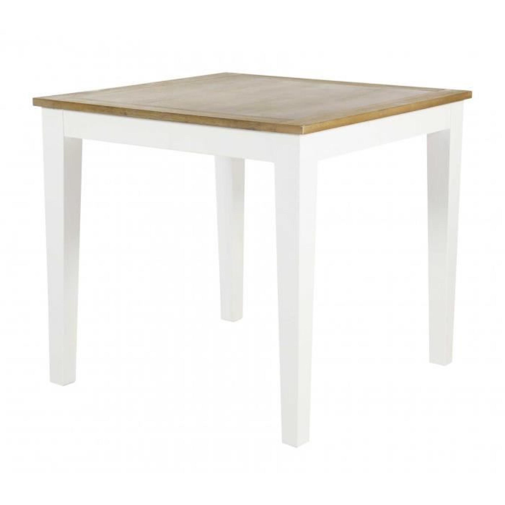 Table repas carrée blanche bois d'acacia 80 cm Milano pas cher