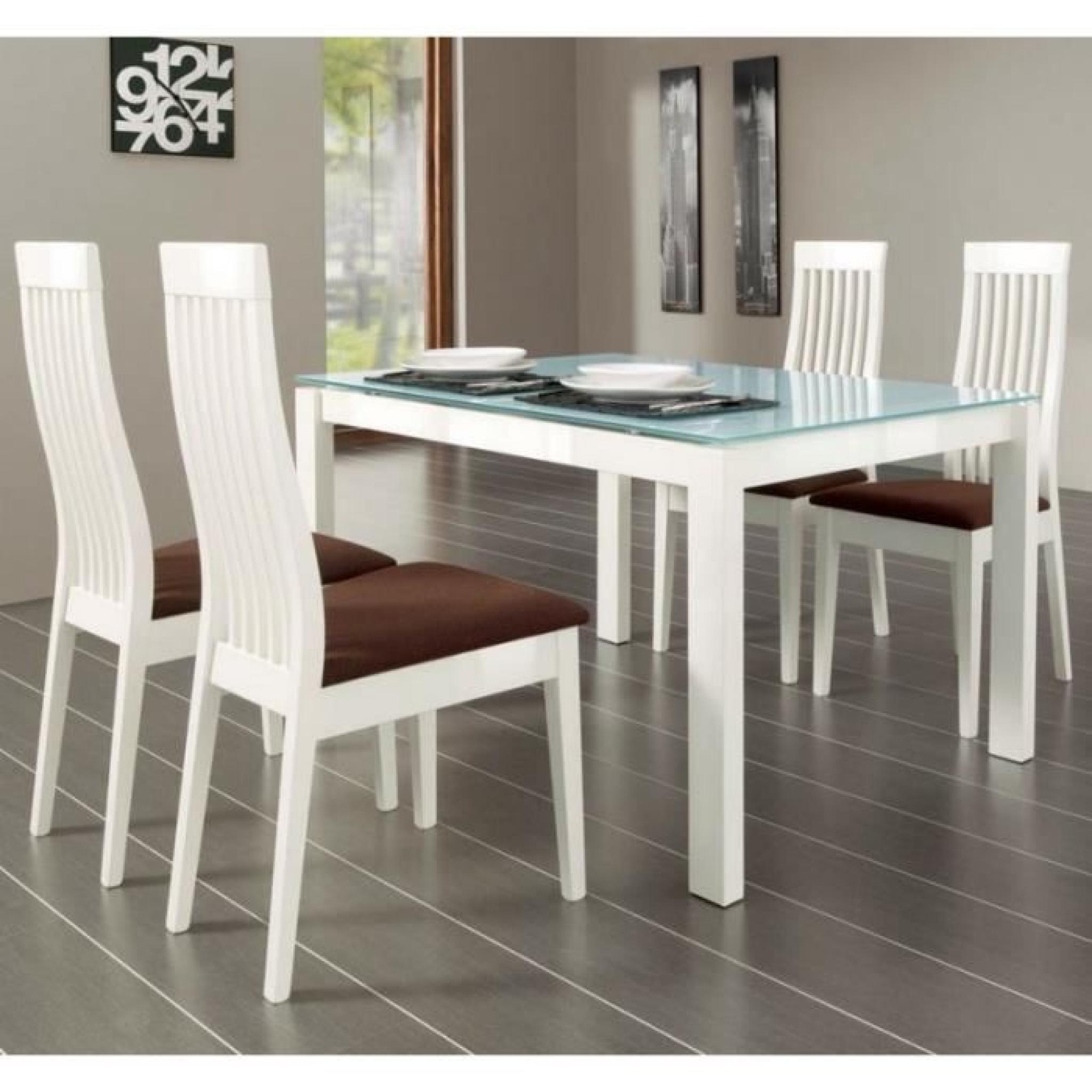 Table repas extensible BARON 130x85 de CALLIGARIS en bois naturel et piétement en métal laqué blanc