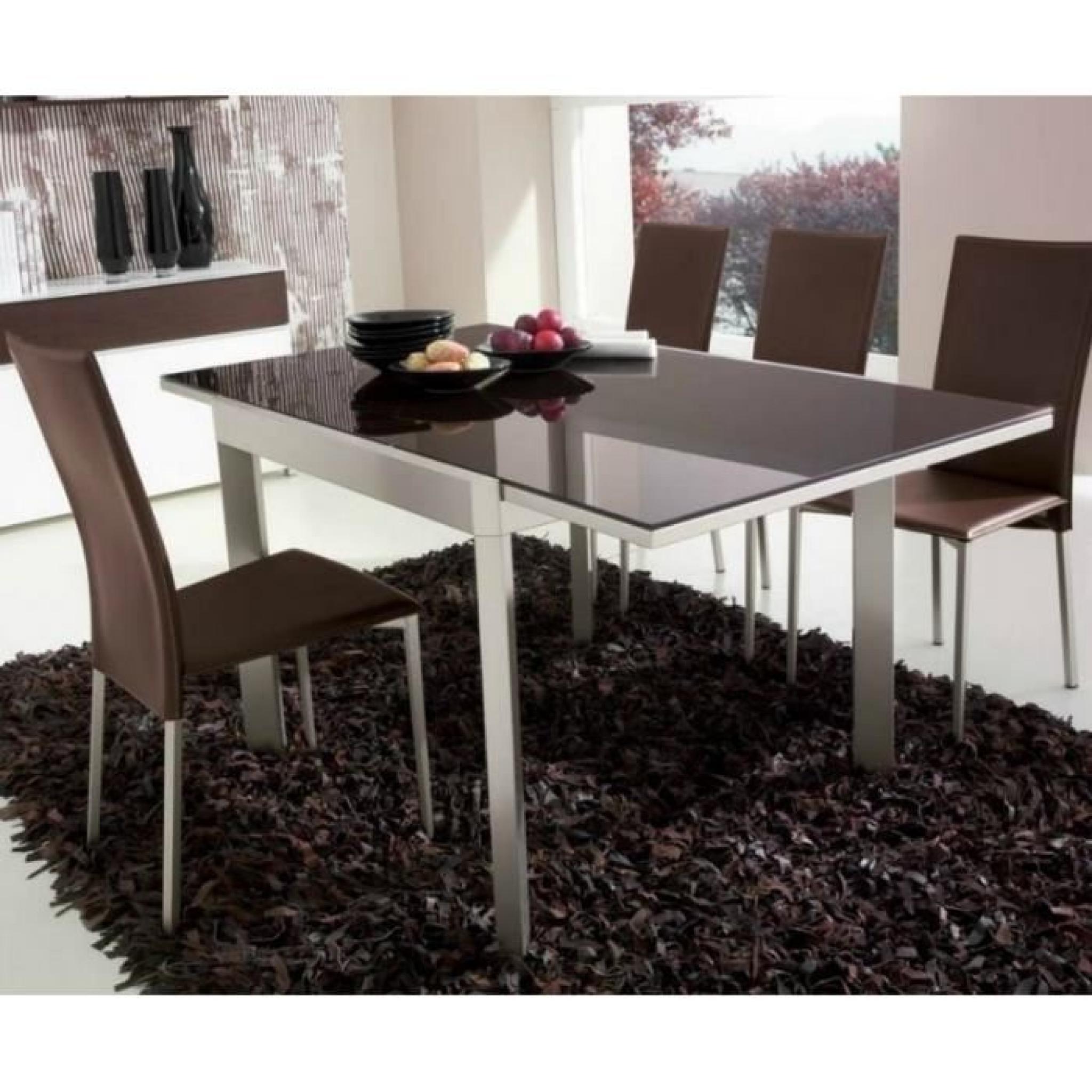 Table repas extensible ELASTO 90x90 de CALLIGARIS en verre piétement acier satiné 