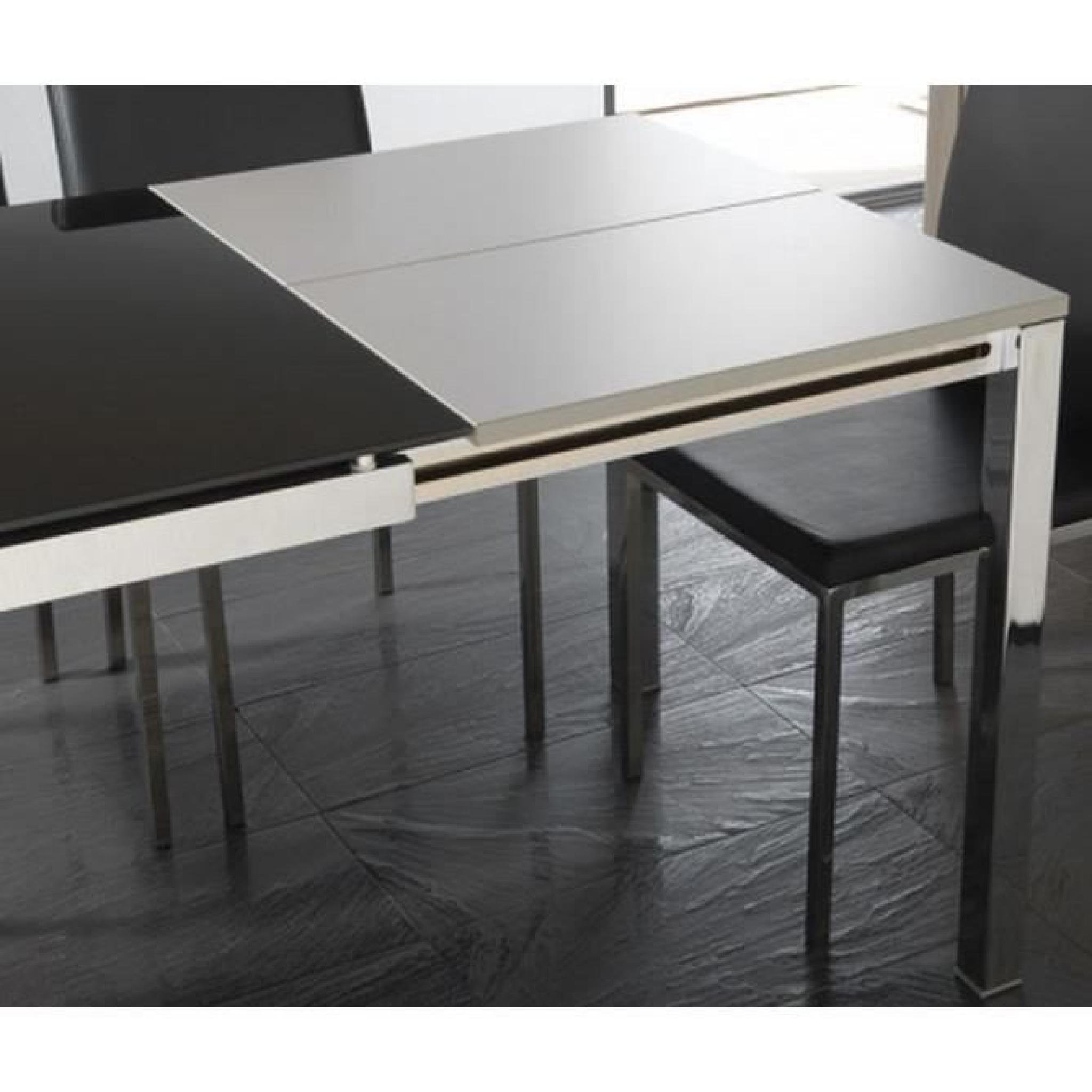 Table repas extensible MAJESTIC 130 x 80 cm blanche et acier pas cher