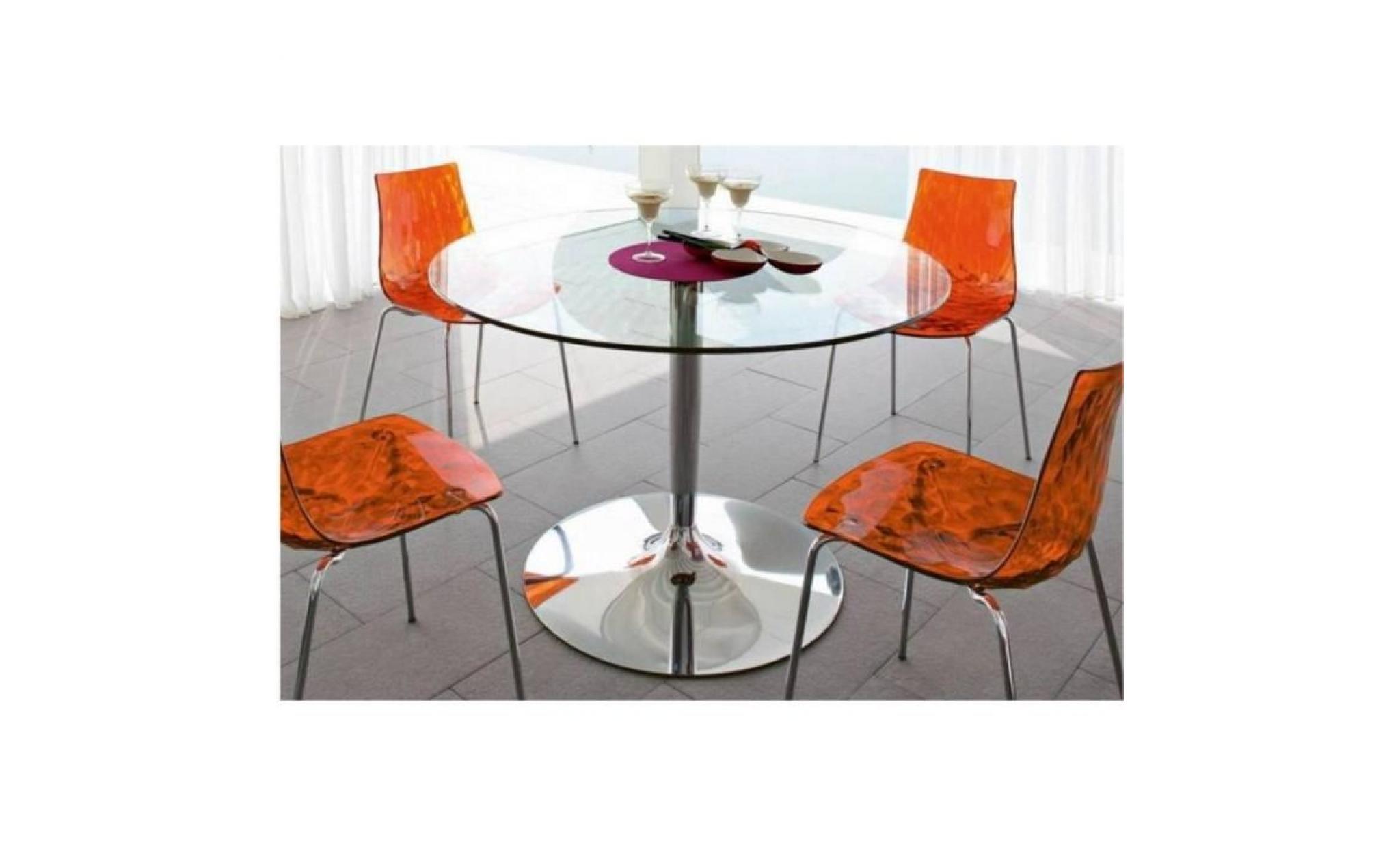 Table repas ronde PLANET 120x120 en verre et piétement en acier chromé de CALLIGARIS 