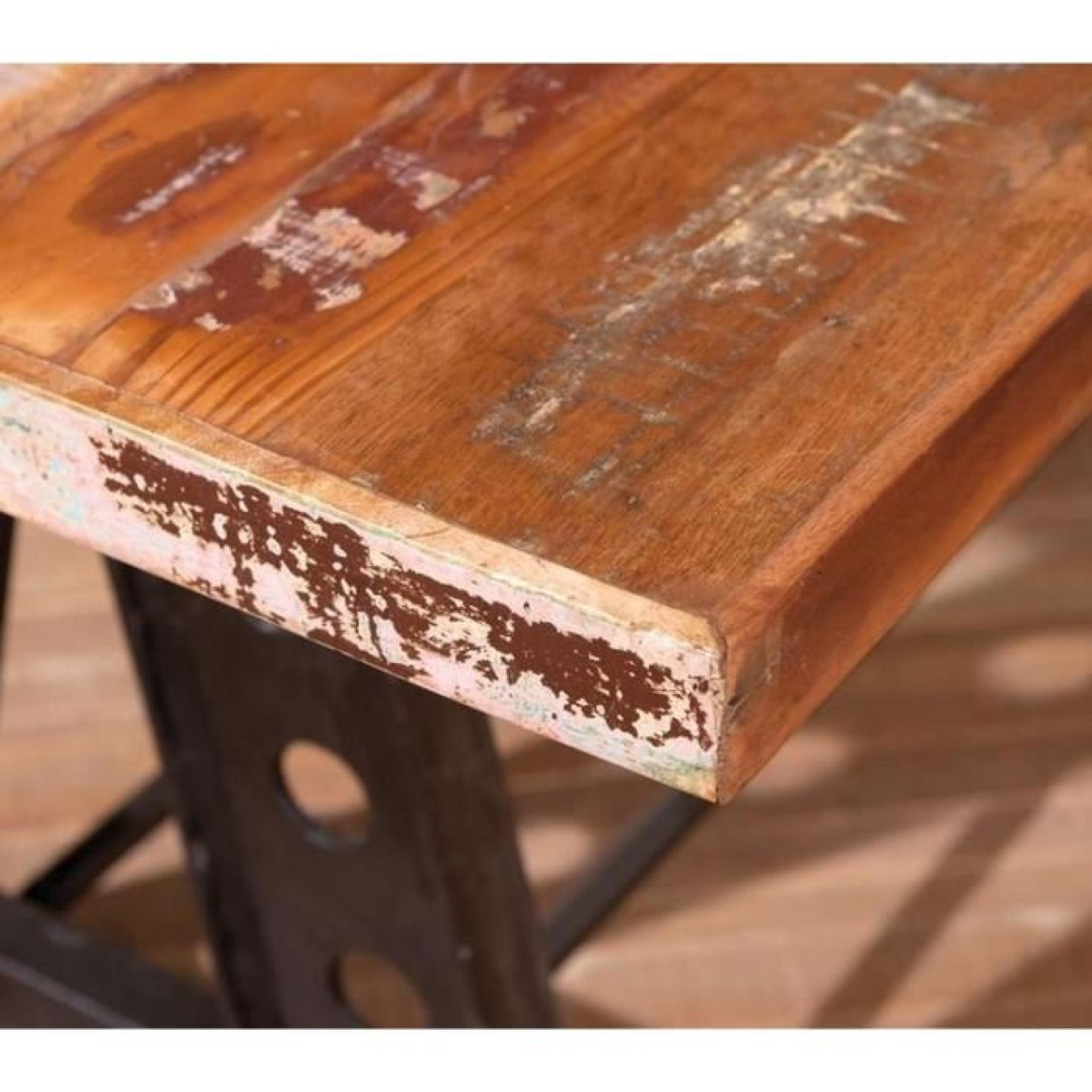 Table repas unique AMAR en bois de manguier rec... pas cher