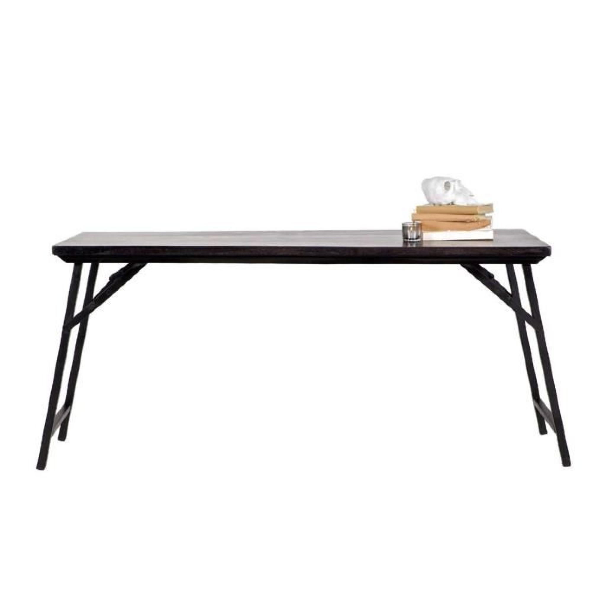 Table repliable vintage 150cm Rika Couleur Noir