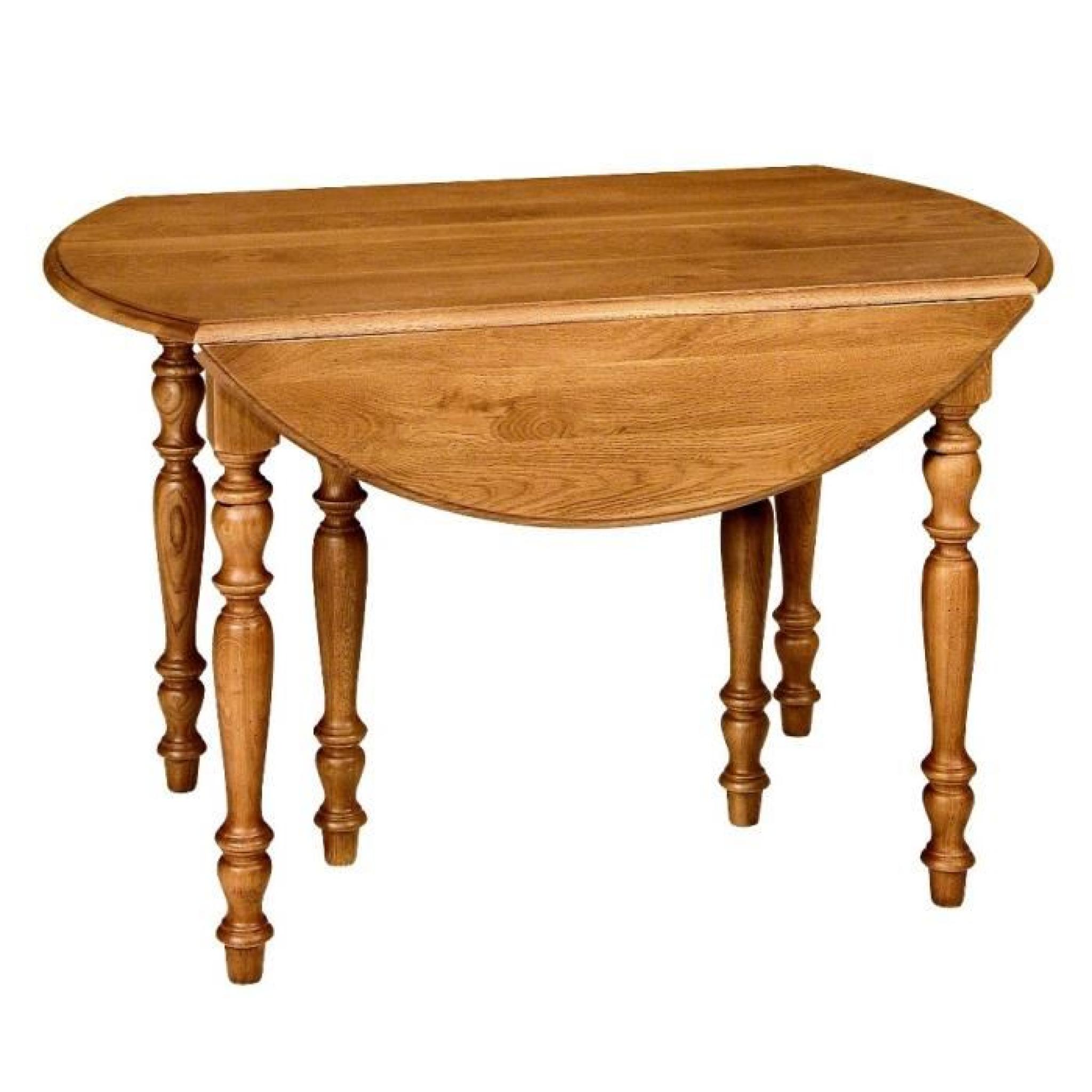 Table ronde à volets,3 allonges,bois massif pas cher