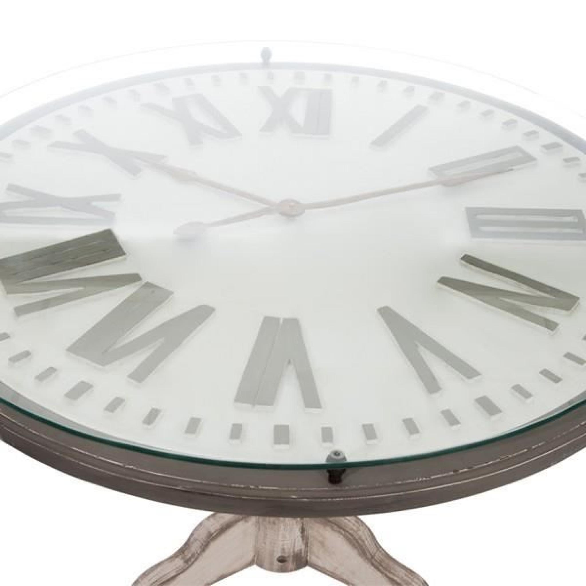 Table ronde décor horloge - PATRICIA - L 100 x l 100 x H 76 cm pas cher