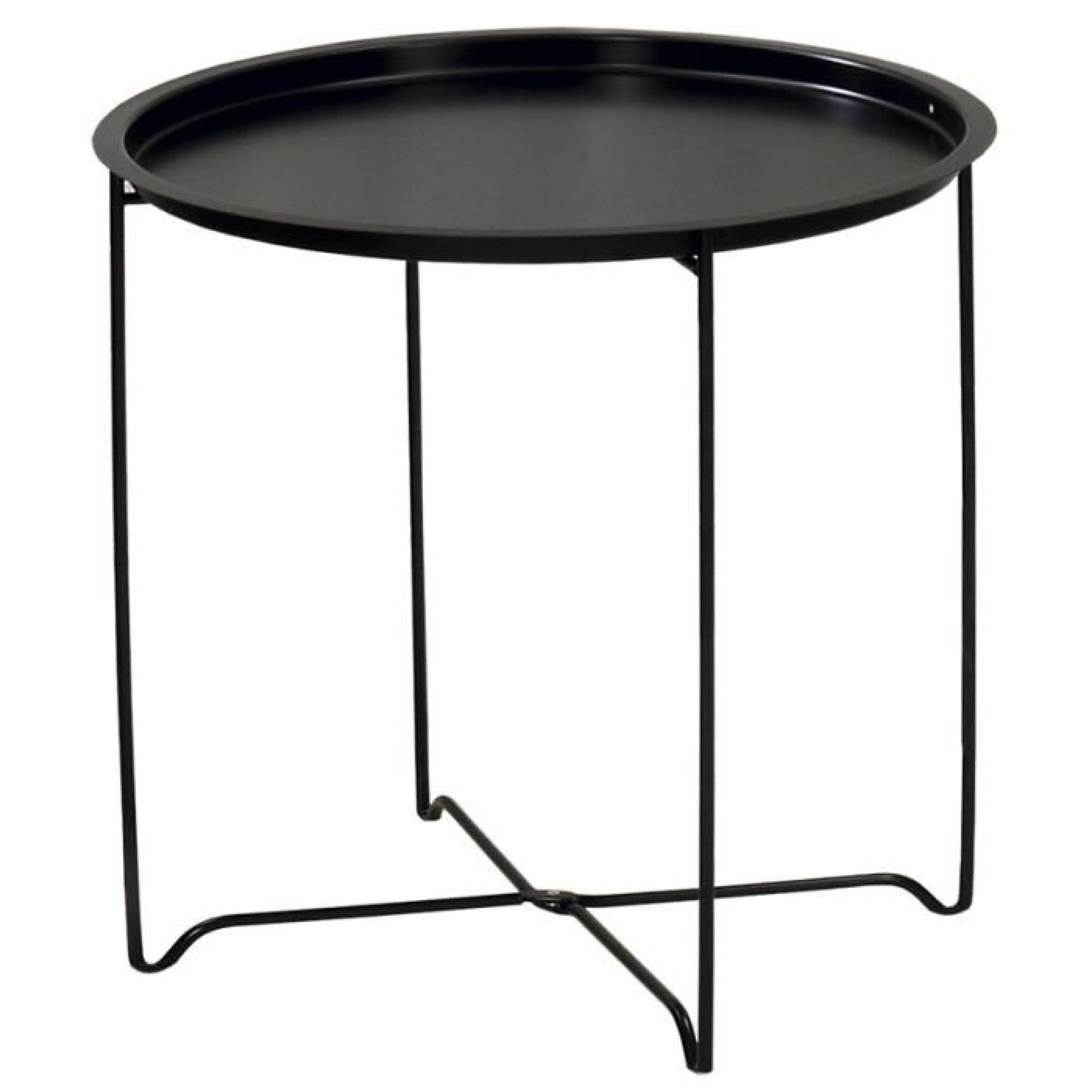 Table ronde en métal Noir, H45 x L45 x P51 cm