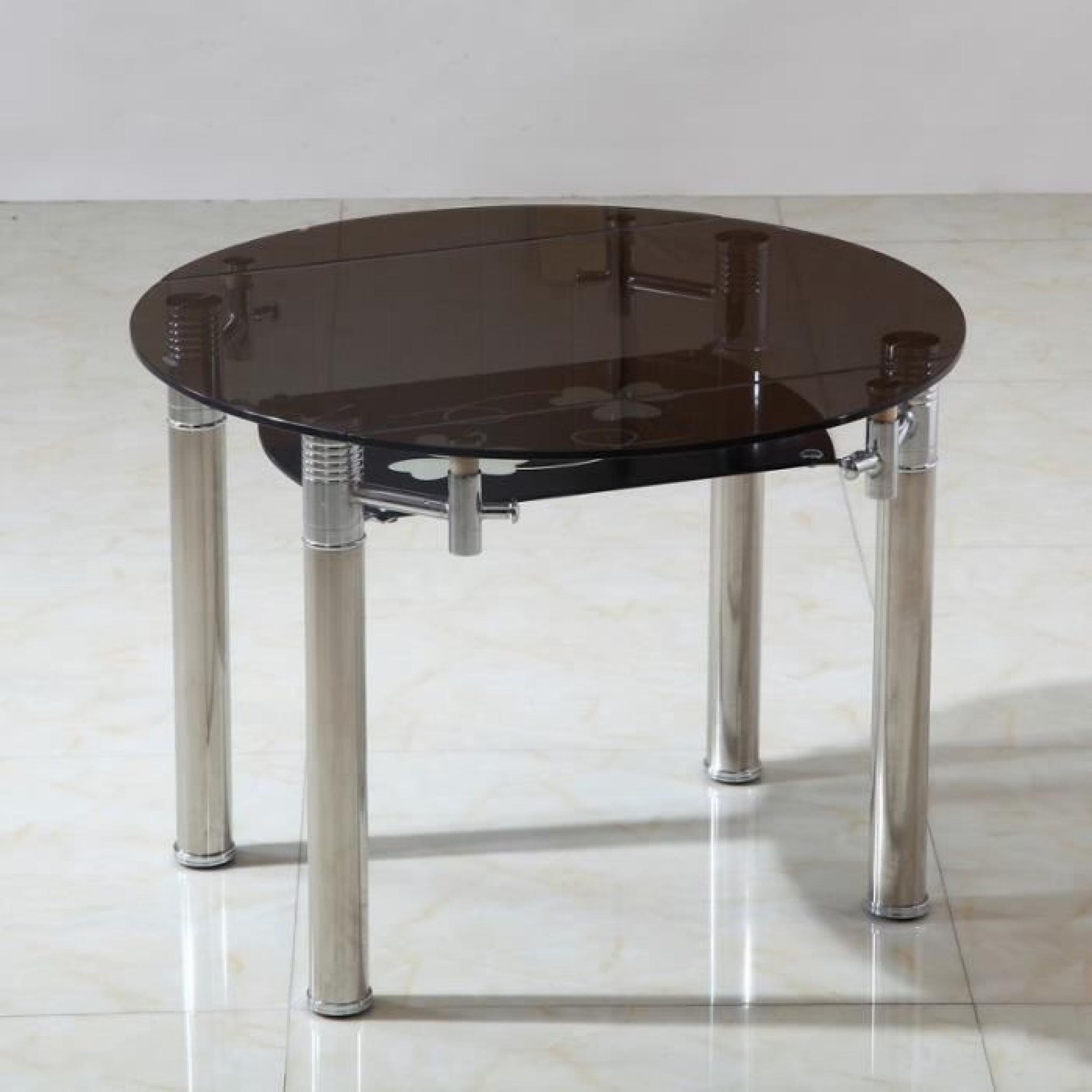 Table ronde extensible en verre fumé Tinos Ø 130 cm