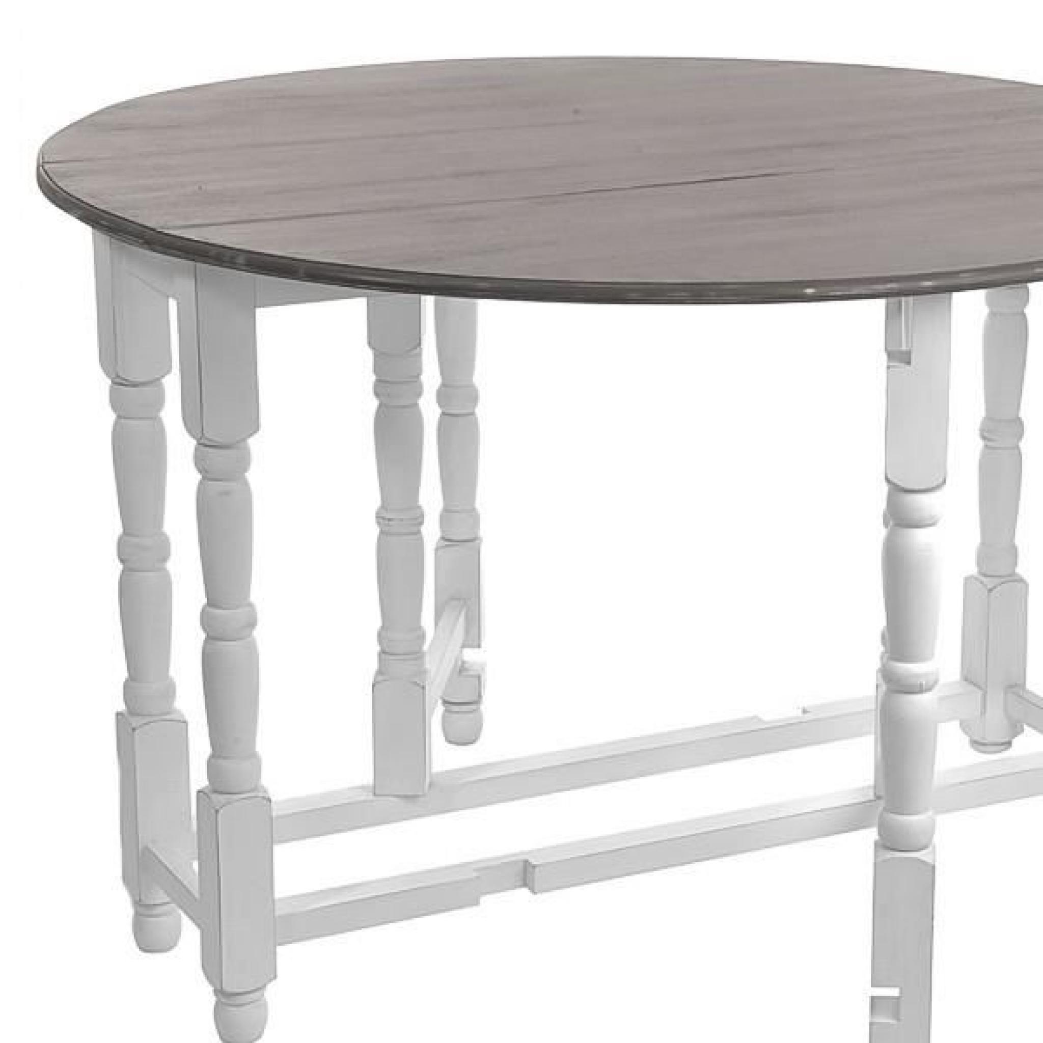Table ronde pliable en bois Blanc/Taupe - FELICIA -  cm pas cher