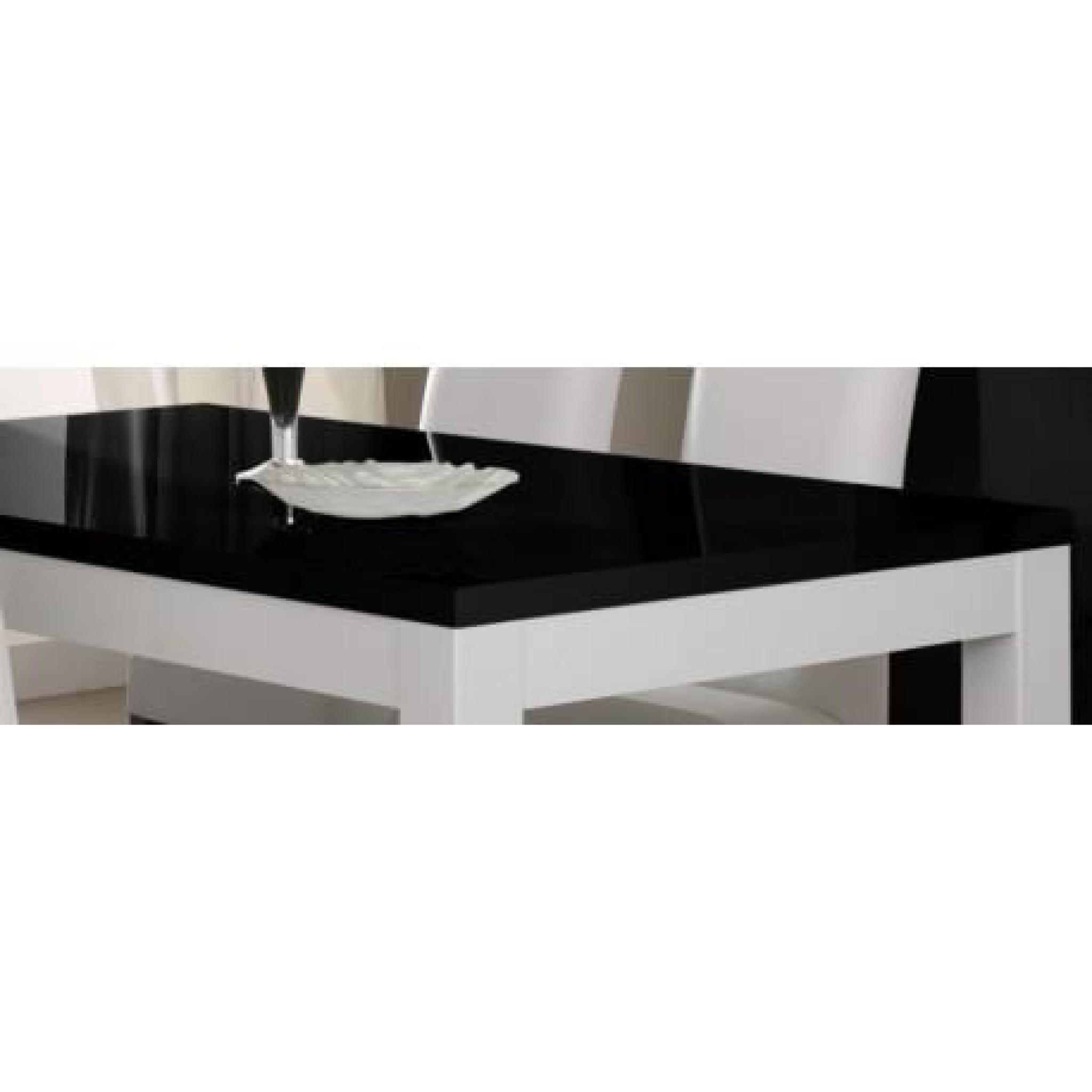 Table salle à manger Model PISA Blanc-noir L190cm(sans chaises) pas cher