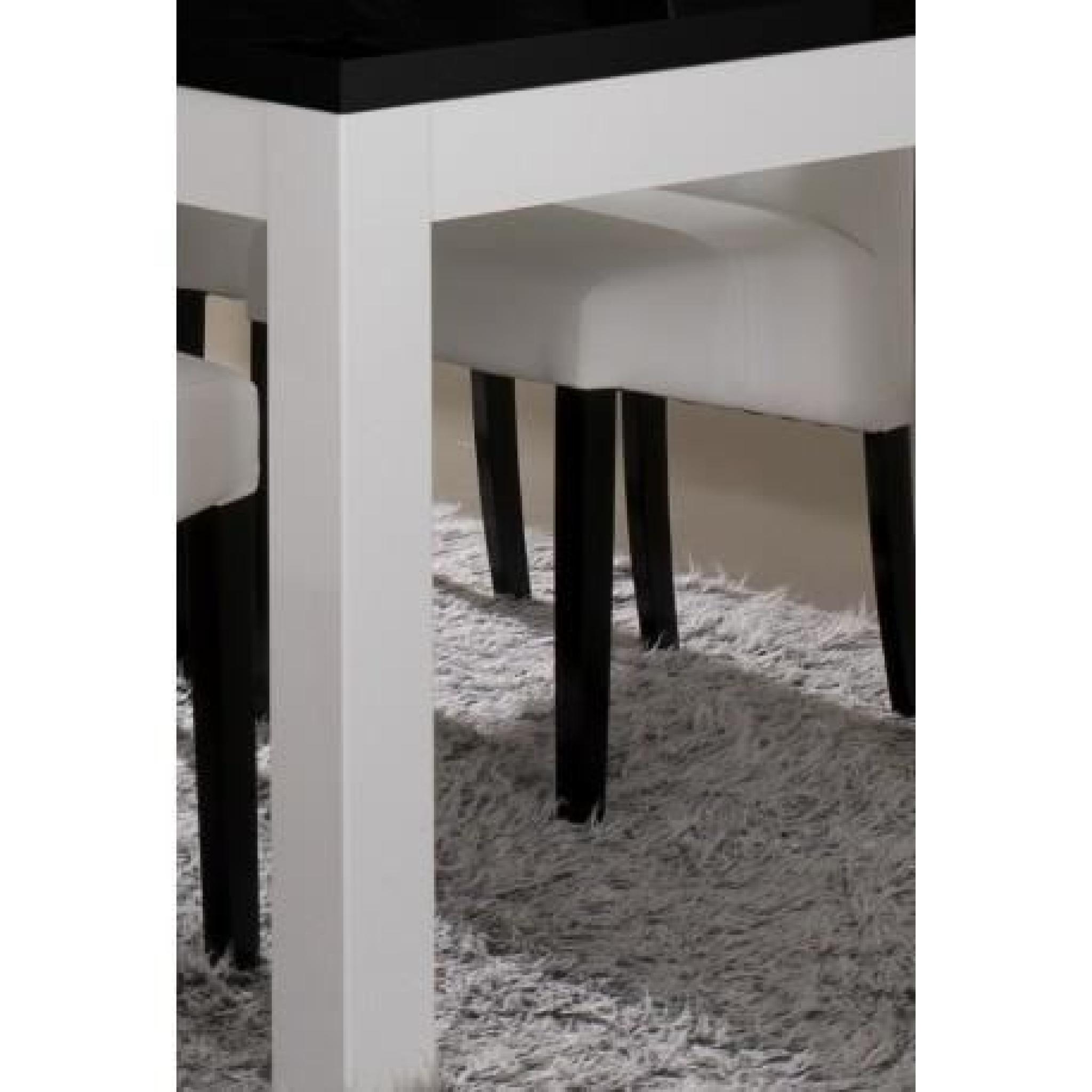 Table salle à manger Model PISA Blanc-noir L190cm(sans chaises) pas cher