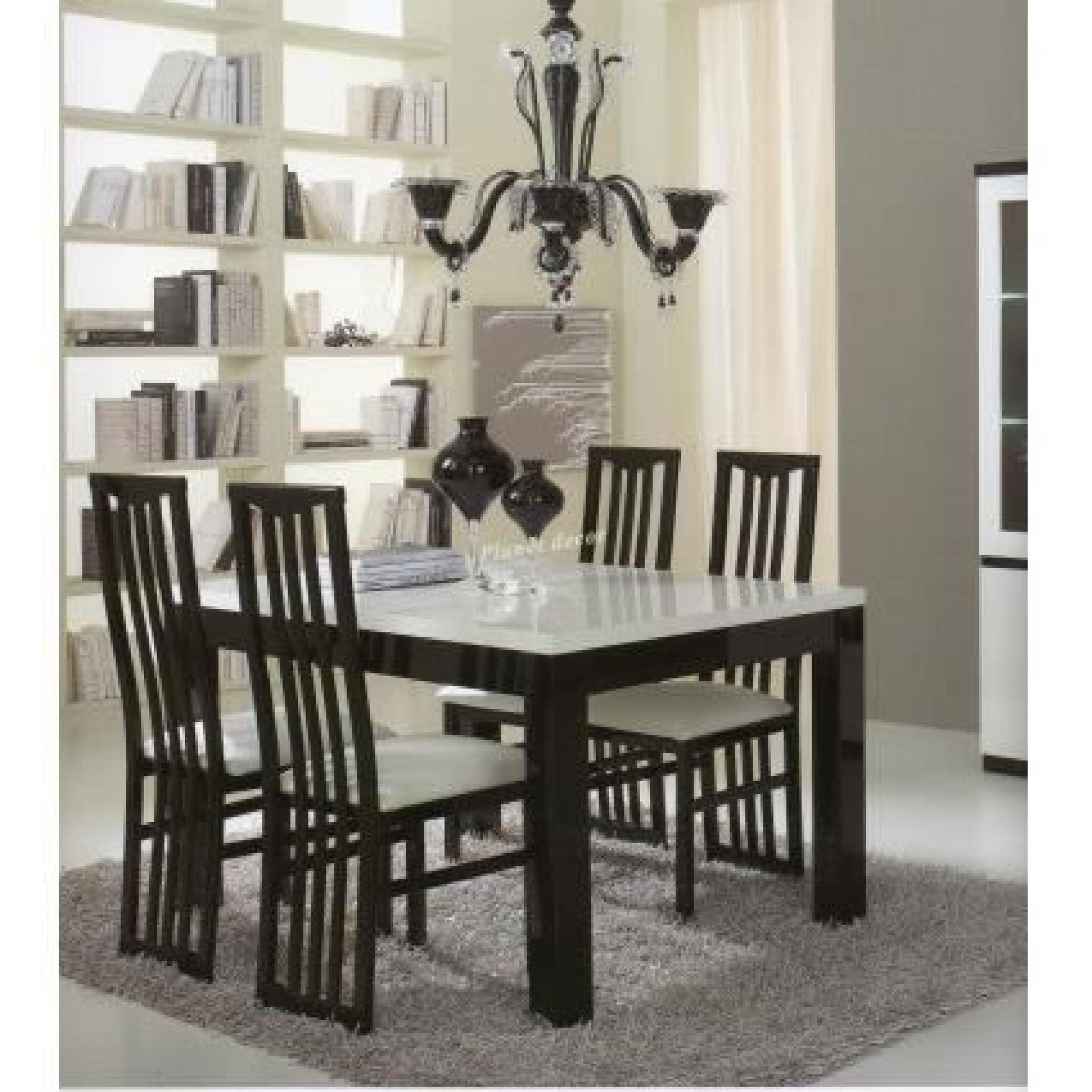 Table salle à manger ROMA noir-blanc L.190 cm (sans chaises)