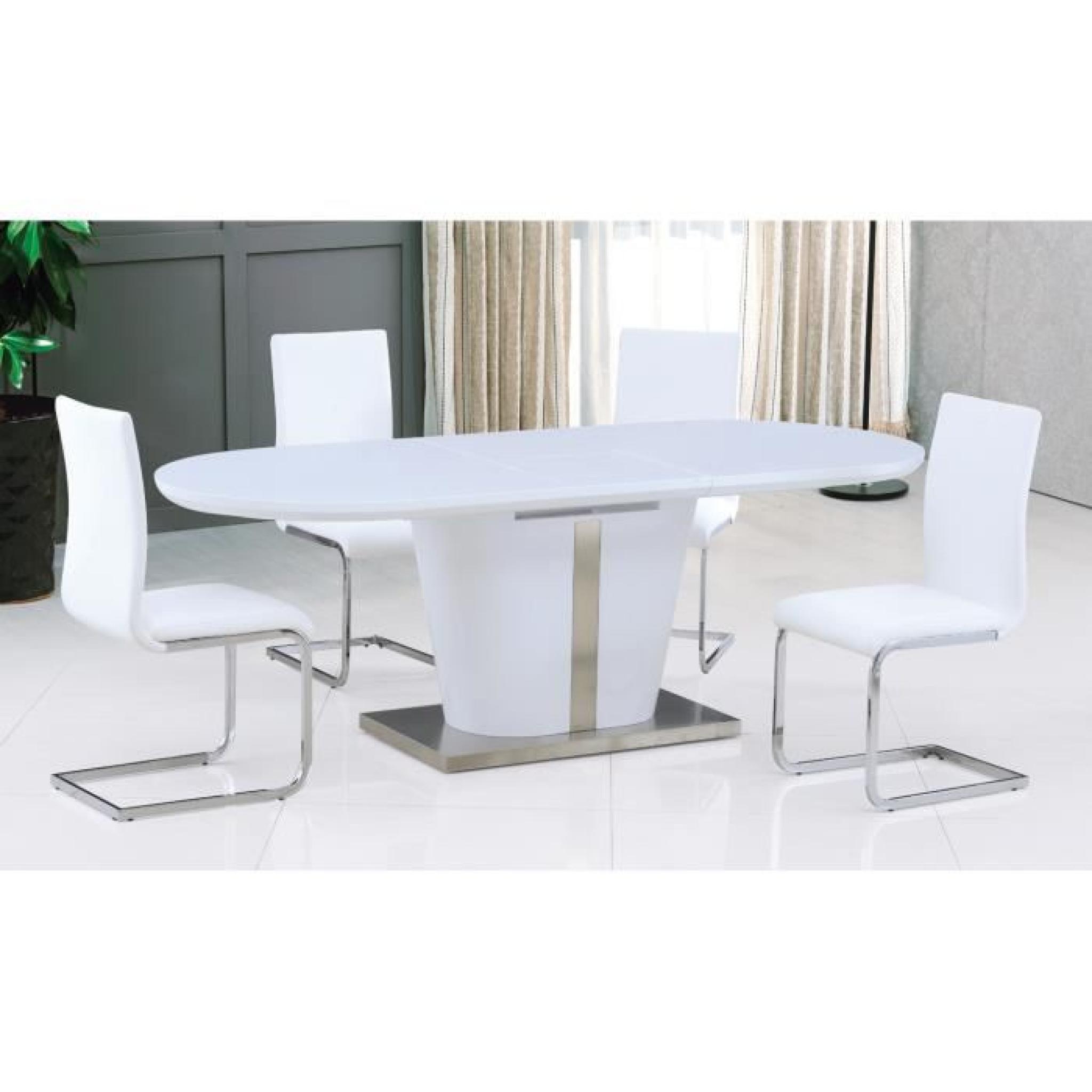 Table salle à manger ultra design blanc laqué avec rallonge